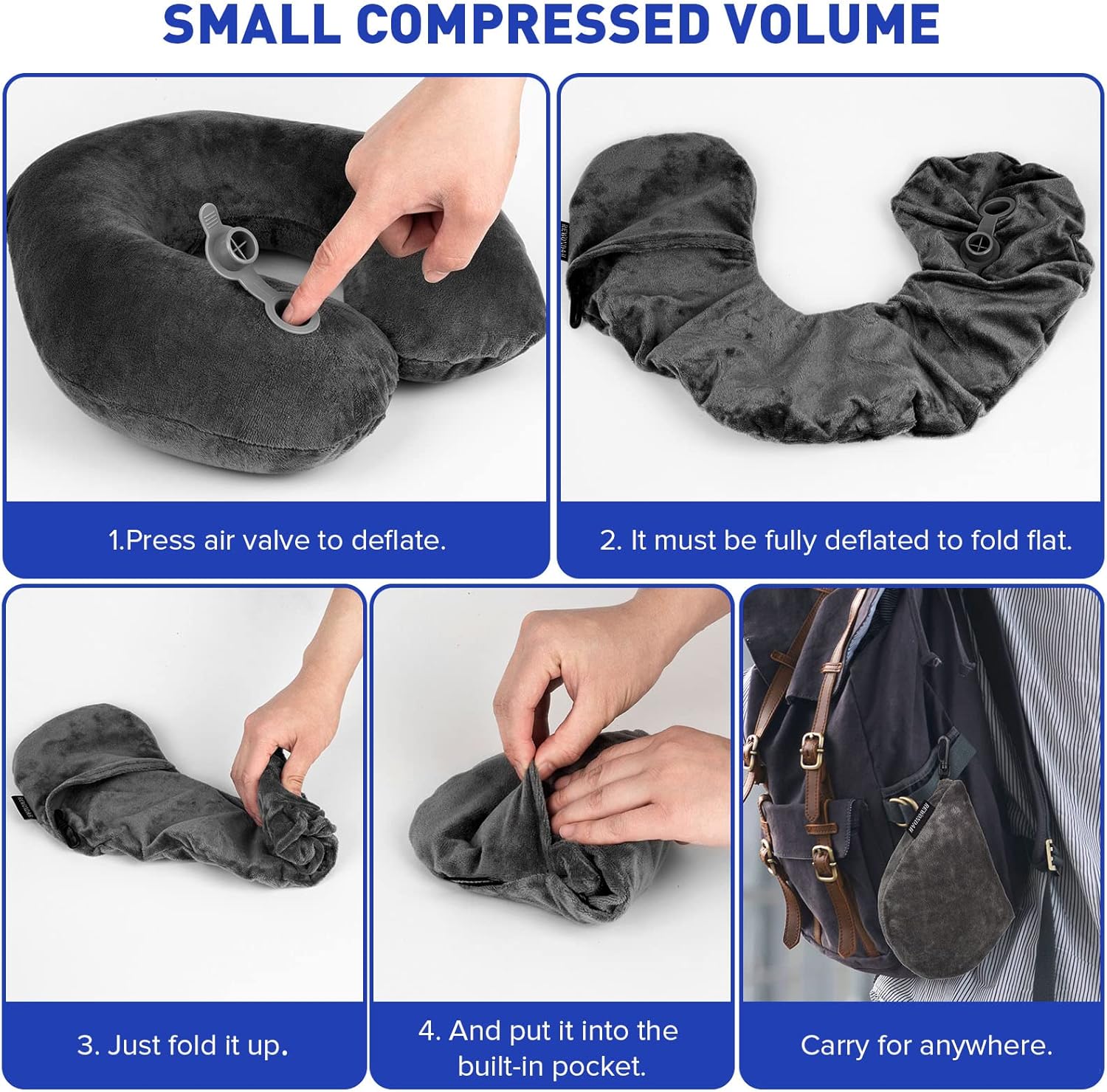 Rewondah Inflatable Travel Pillow for Flights and Trips
