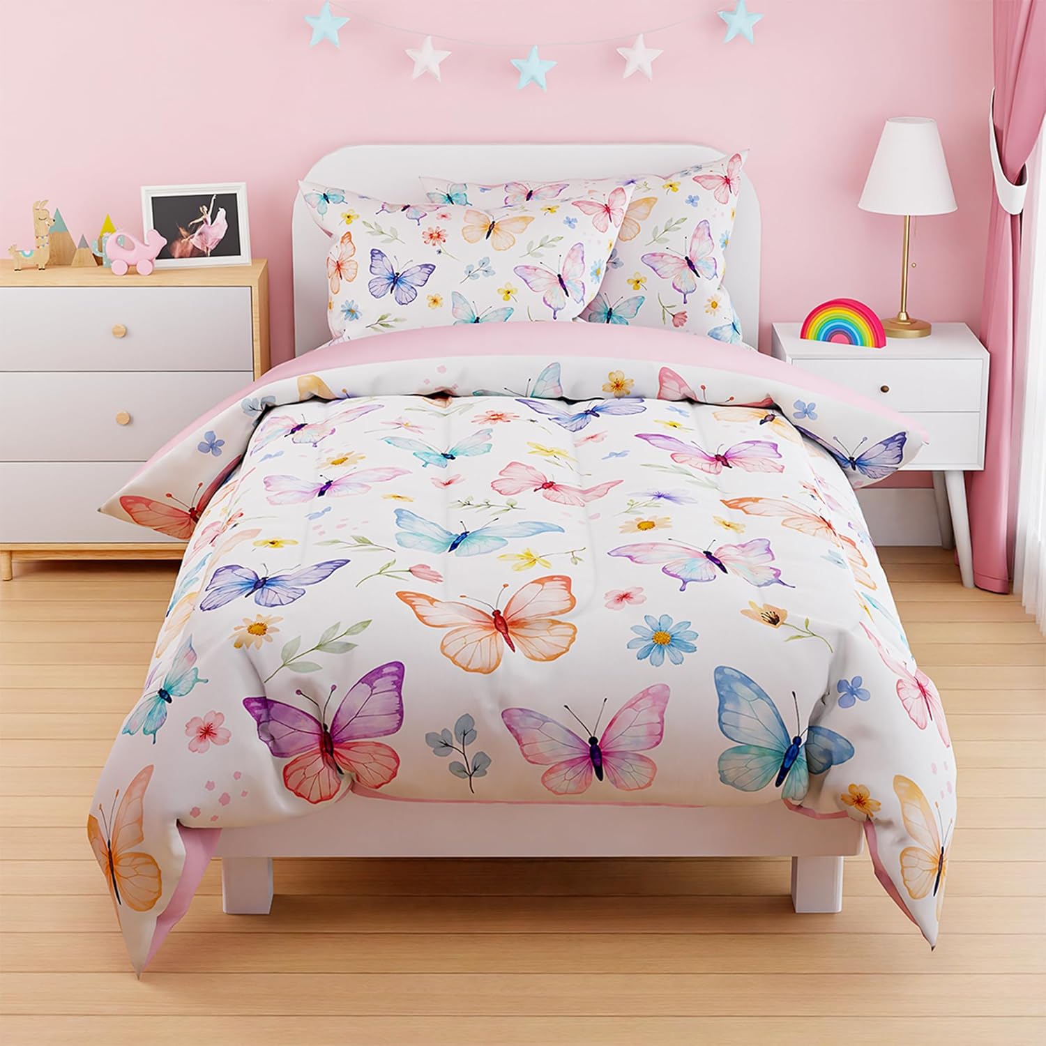 SANDJEST Butterfly Duvet Cover Set Twin Size