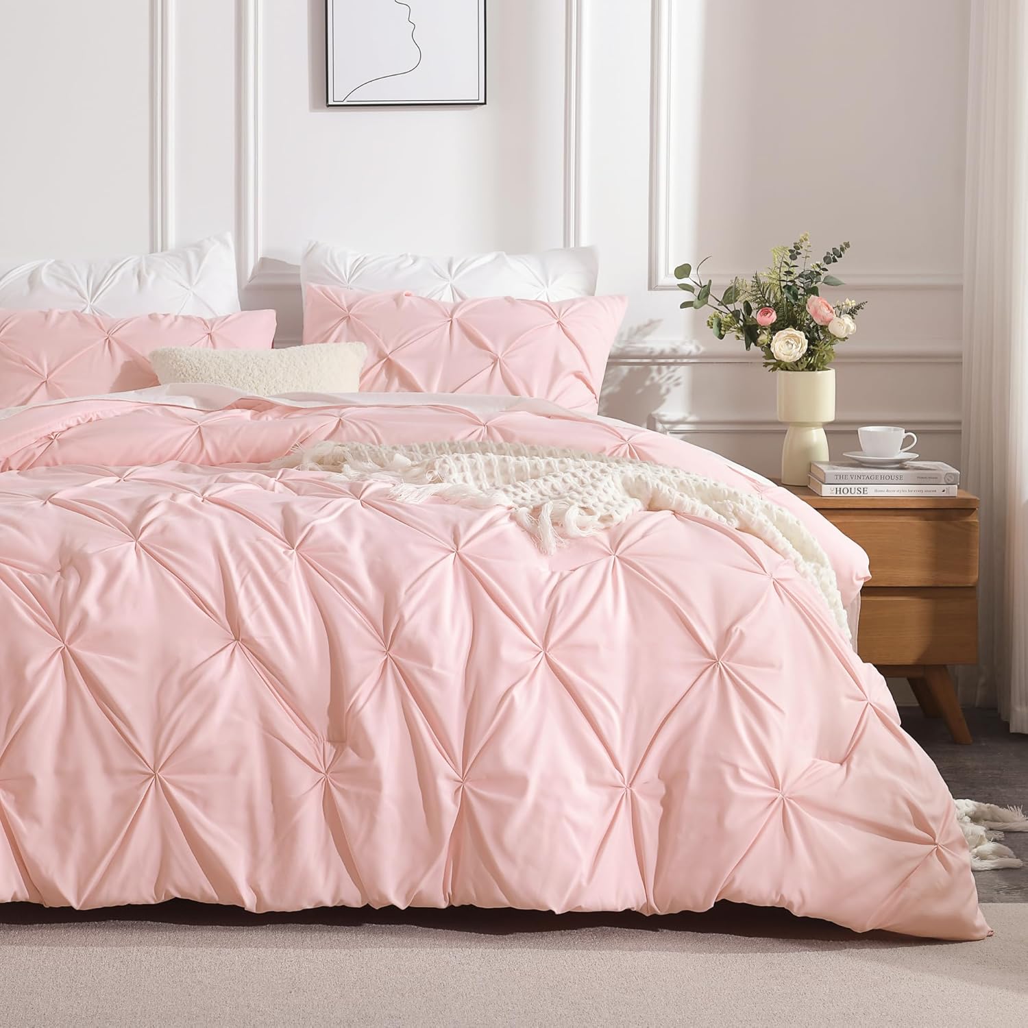 Andency Pink Comforter Set 3 Pieces Full Size