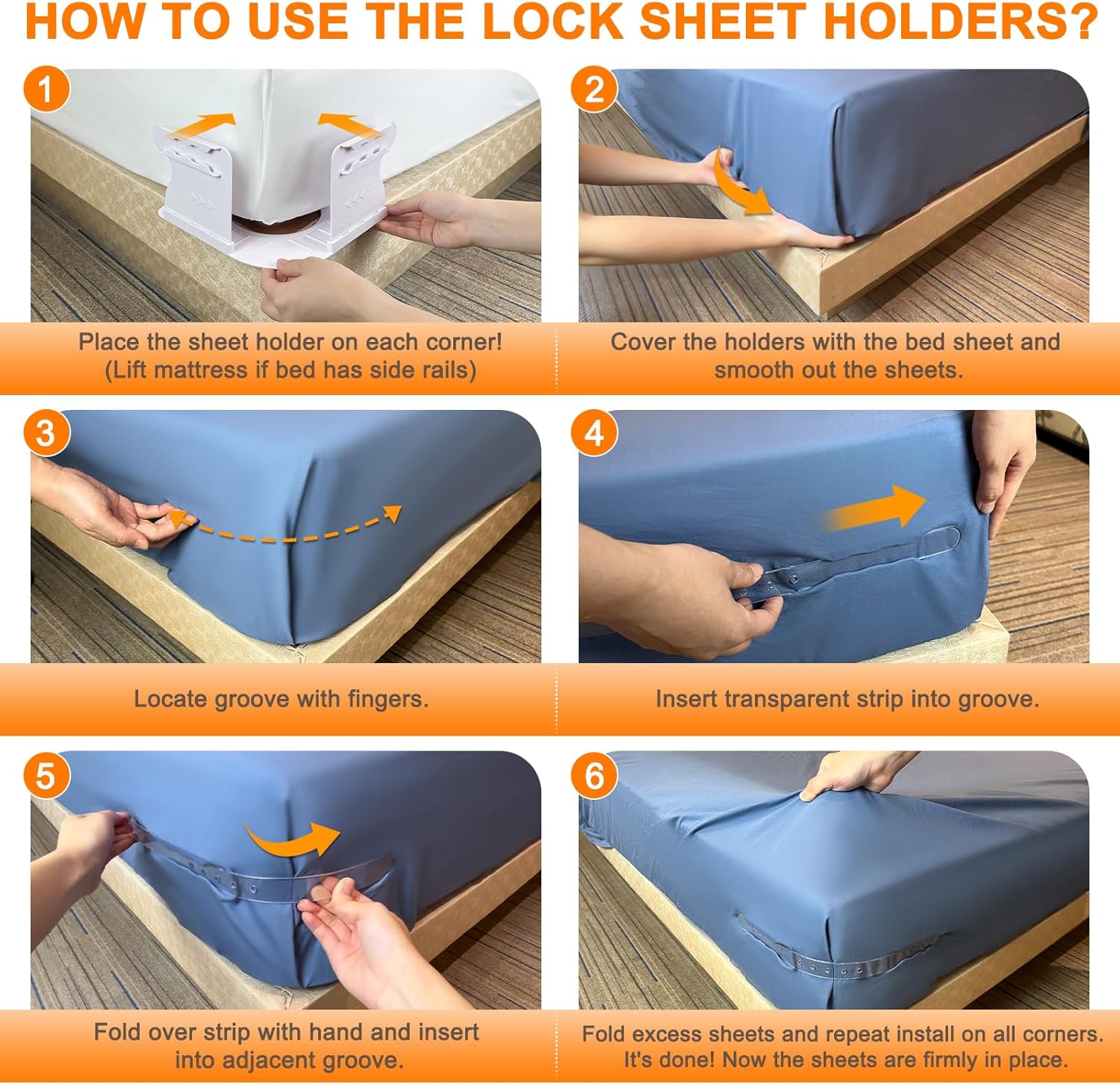 GASLIKE Lock Sheet Holders 4Pcs with Anti-Slip Pads