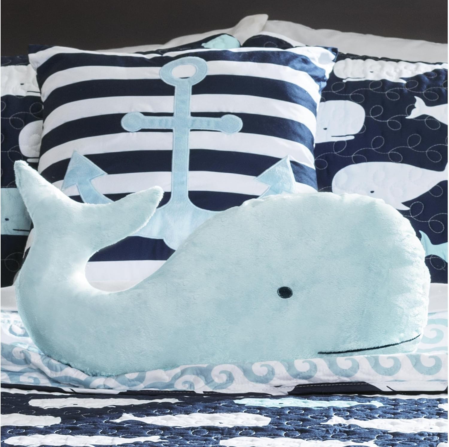 Lush Decor Whale Kids Quilt Bedding Set Navy