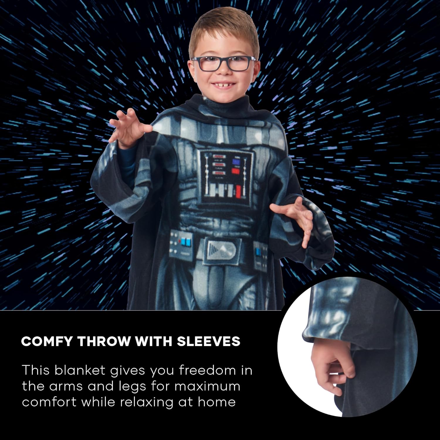 Northwest Comfy Throw Blanket with Sleeves Being Darth Vader