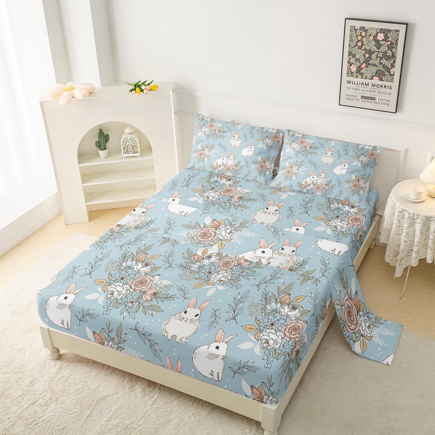 QOOMO Cute Rabbit Microfiber Kids Bedding Set