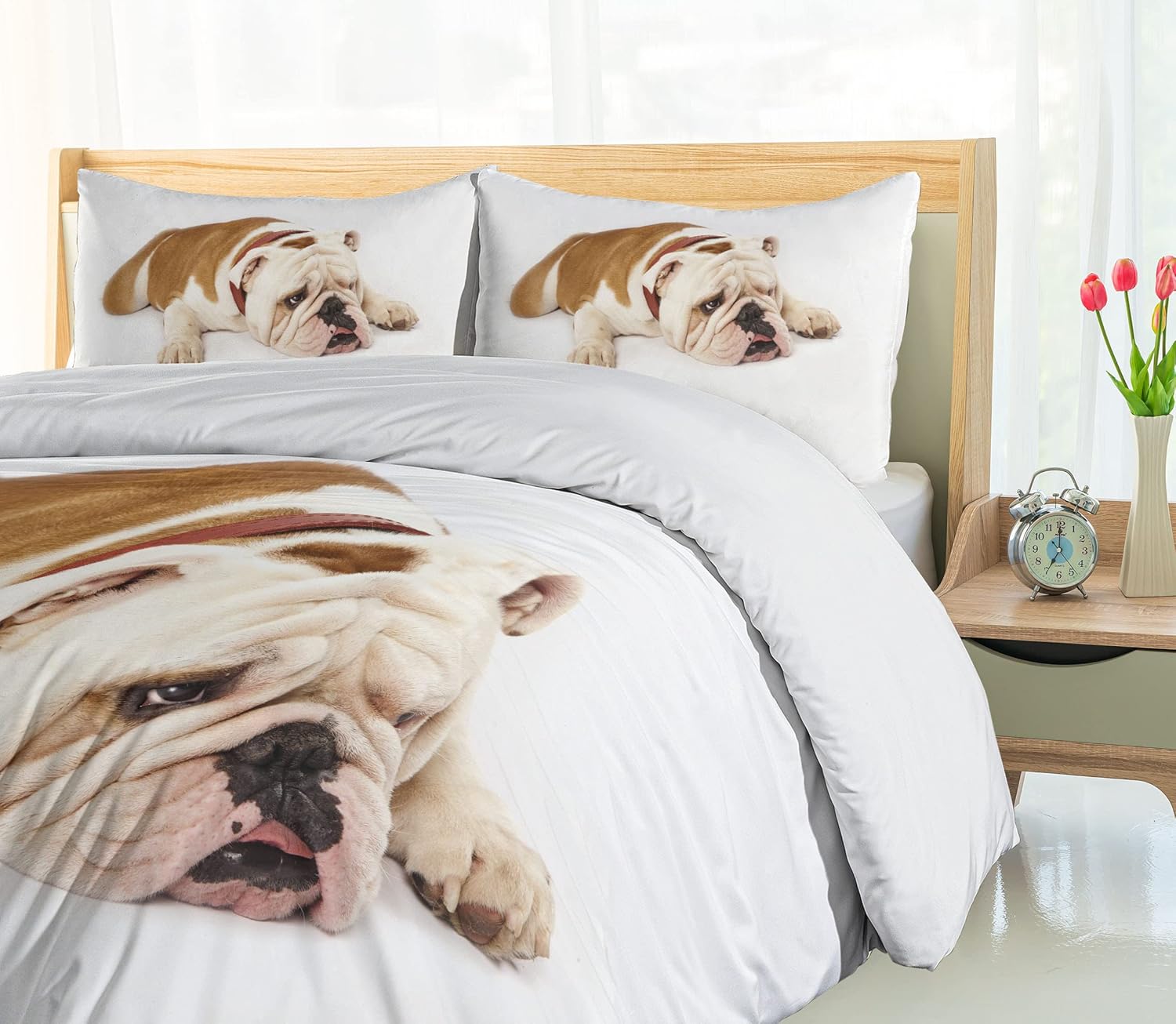 Ambesonne English Bulldog Duvet Cover Set Brown Cream 1