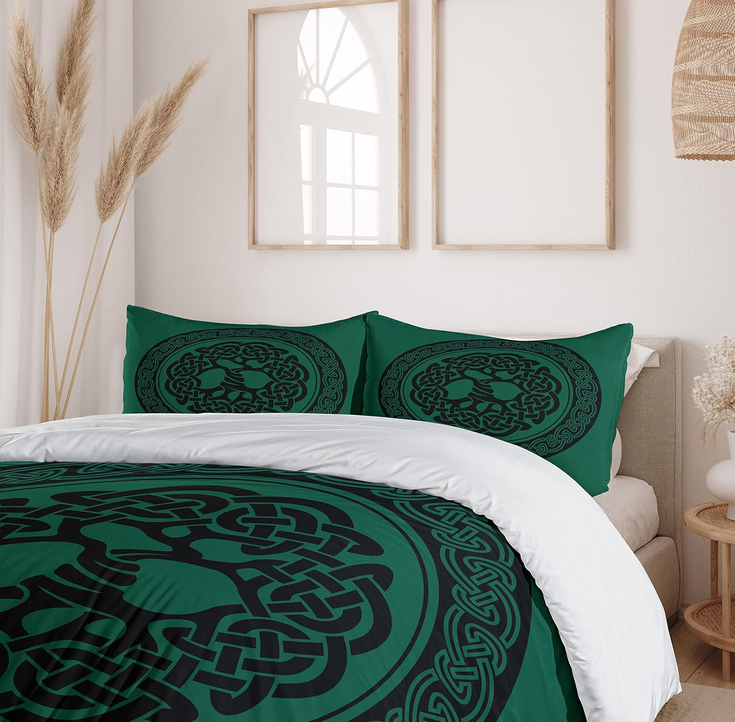 Ambesonne Celtic Duvet Cover Set Forest Green Black