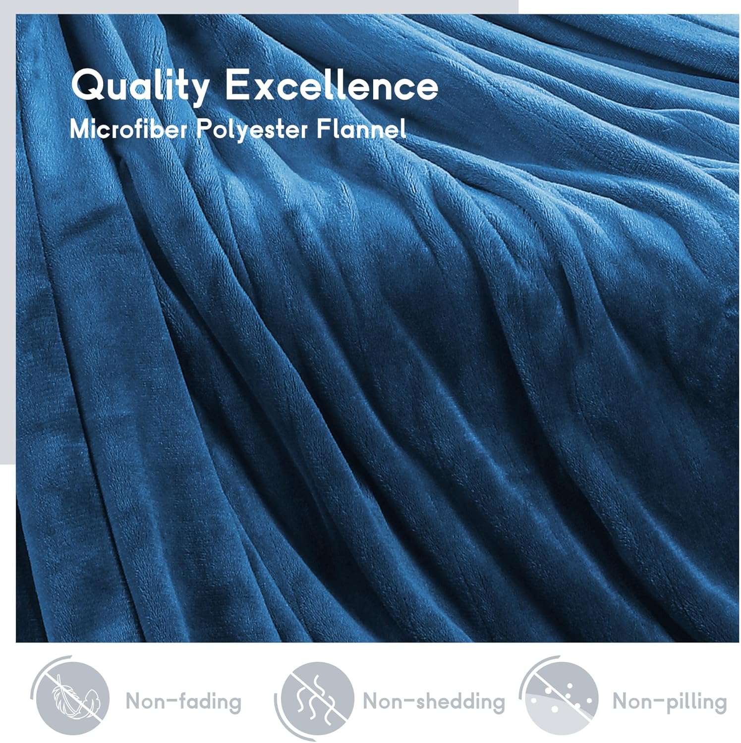 Minervada Electric Heated Blanket Twin 62x84 Flannel Warm Blue