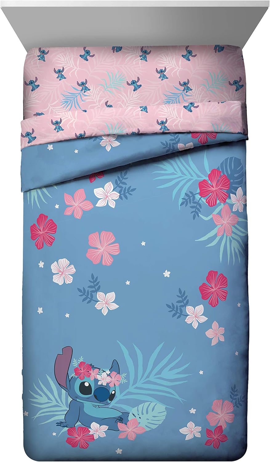 Jay Franco Disney Lilo Stitch Comforter Set - Reversible Microfiber