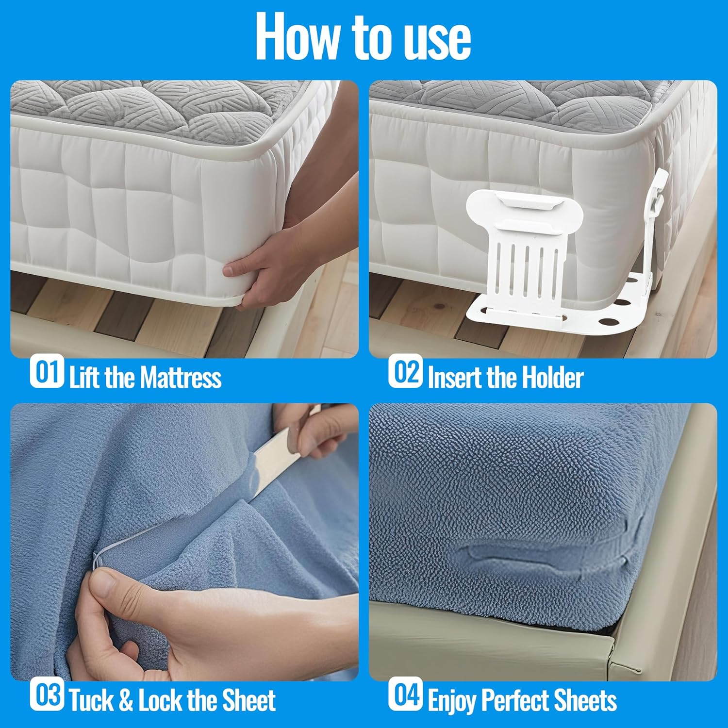 HTZSSON Bed Sheet Holders for Corners 1