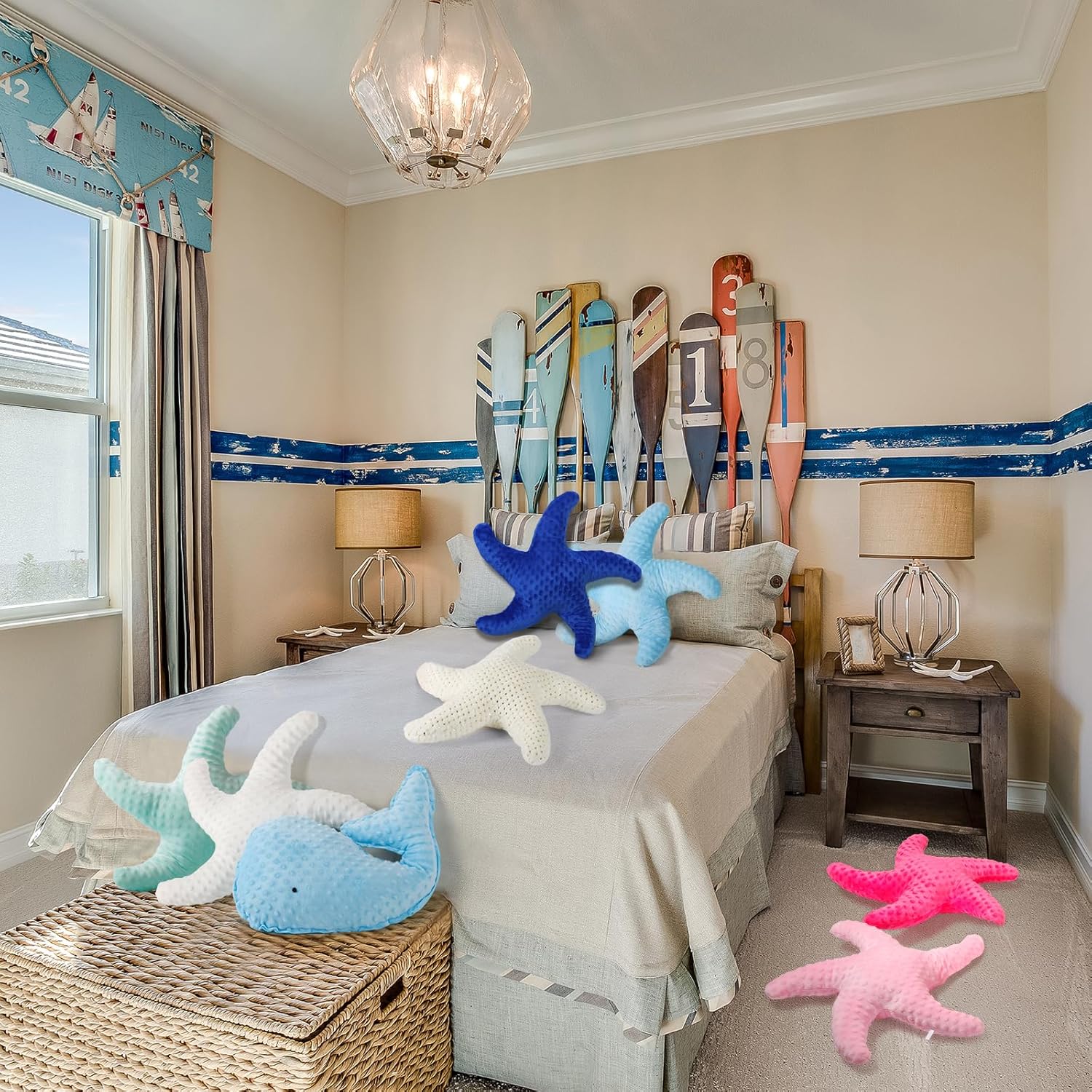 Marble Empire Starfish Throw Pillow Blue