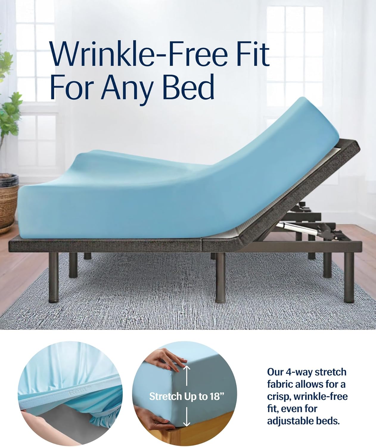 REST Evercool Cooling Sheet Set Queen Size Light Blue