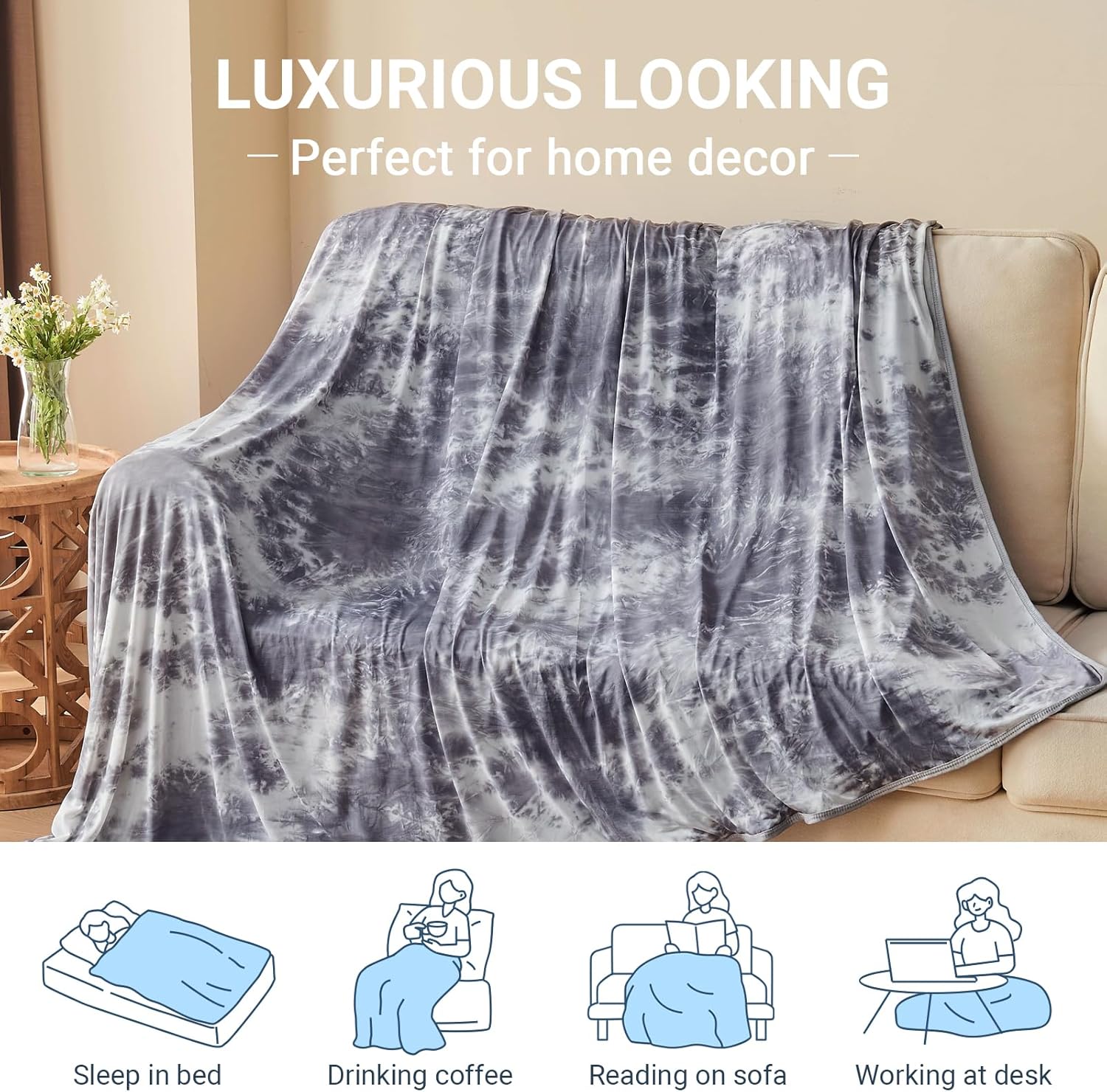 NORD ECO Cooling Blanket Queen Size Tie Dye Grey
