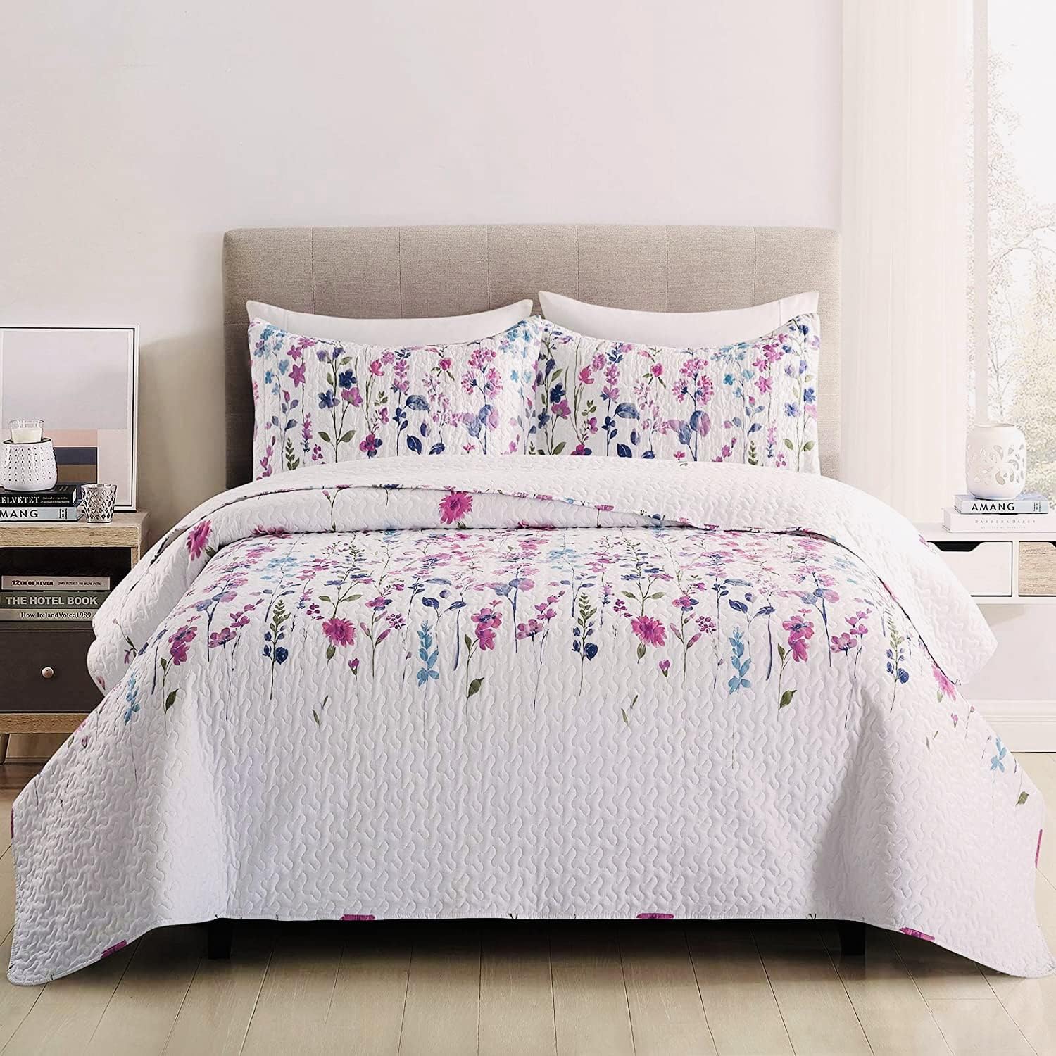 Green Essen Summer Floral Quilt Set FullQueen Size 1