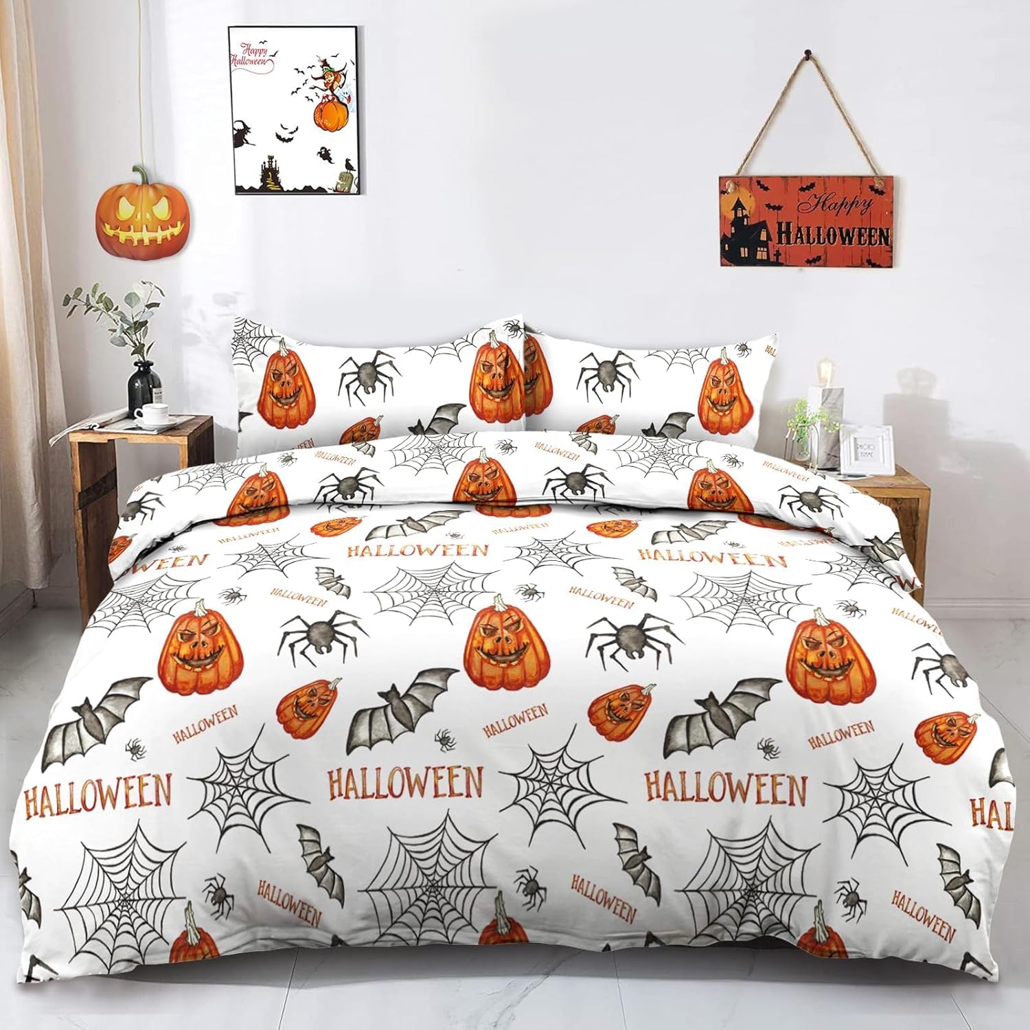 DJY Halloween Duvet Cover Set Queen Size 90x90