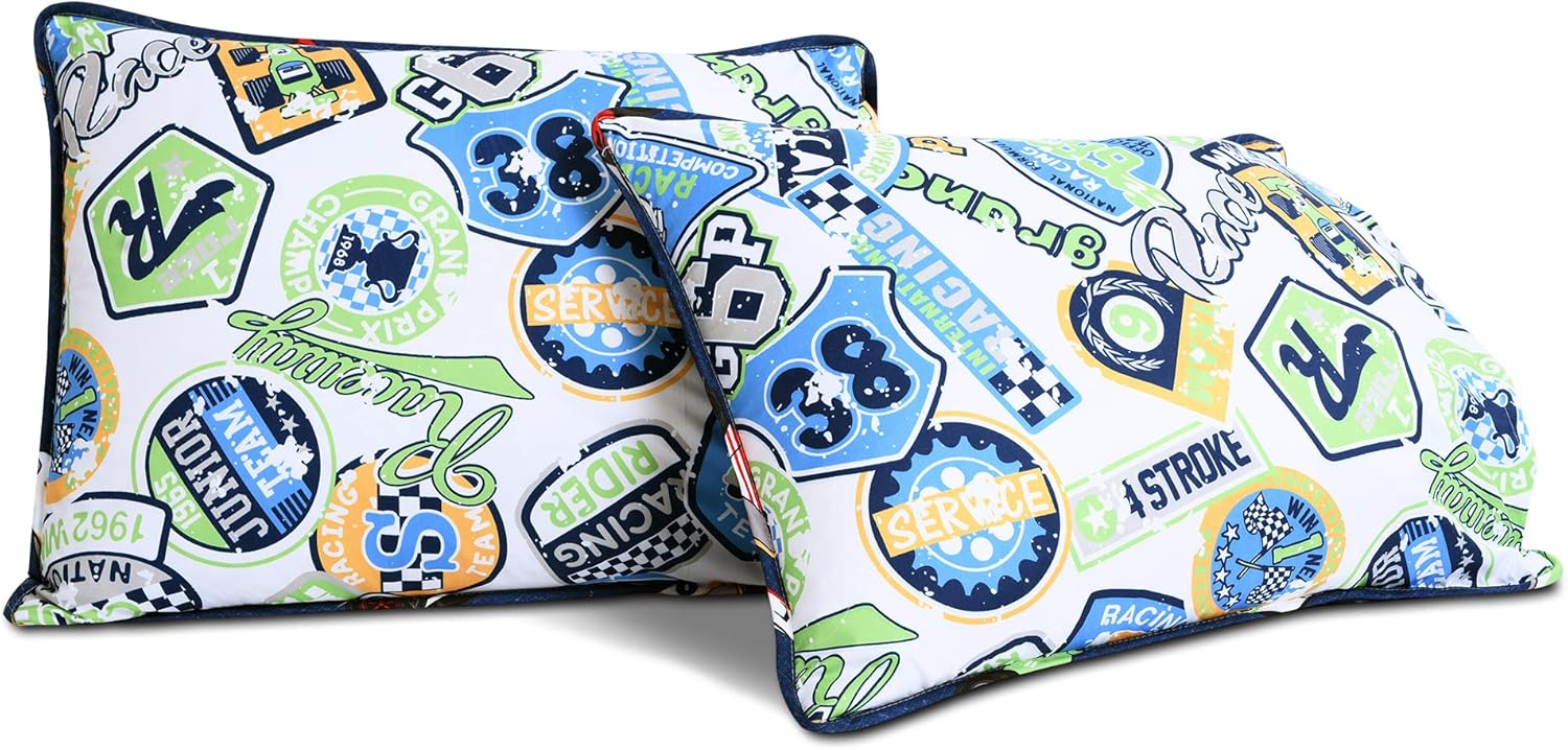 Lush Decor Race Car Kids Quilt Bed Set Navy Twin