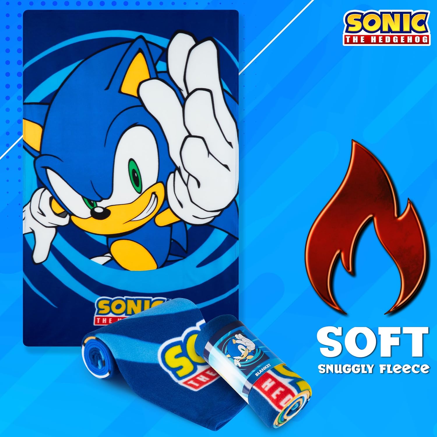 Sonic The Hedgehog Fleece Throw Blanket for Kids