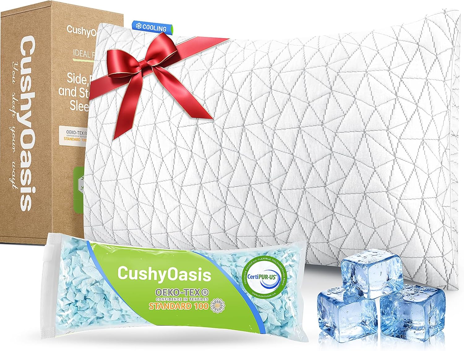 CushyOasis Shredded Memory Foam Queen Pillow