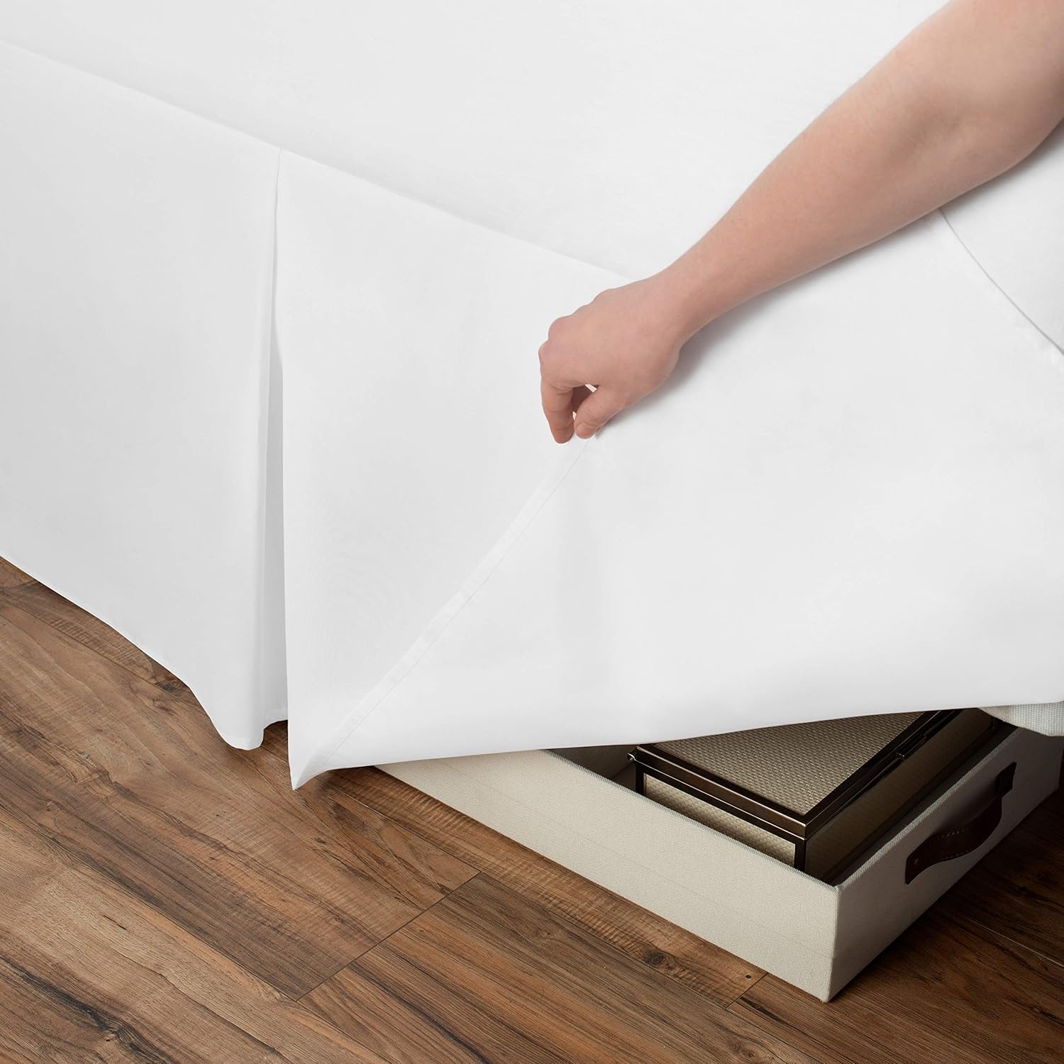 Space Maker Extra Long 21 Drop Length Bed Skirt Queen White