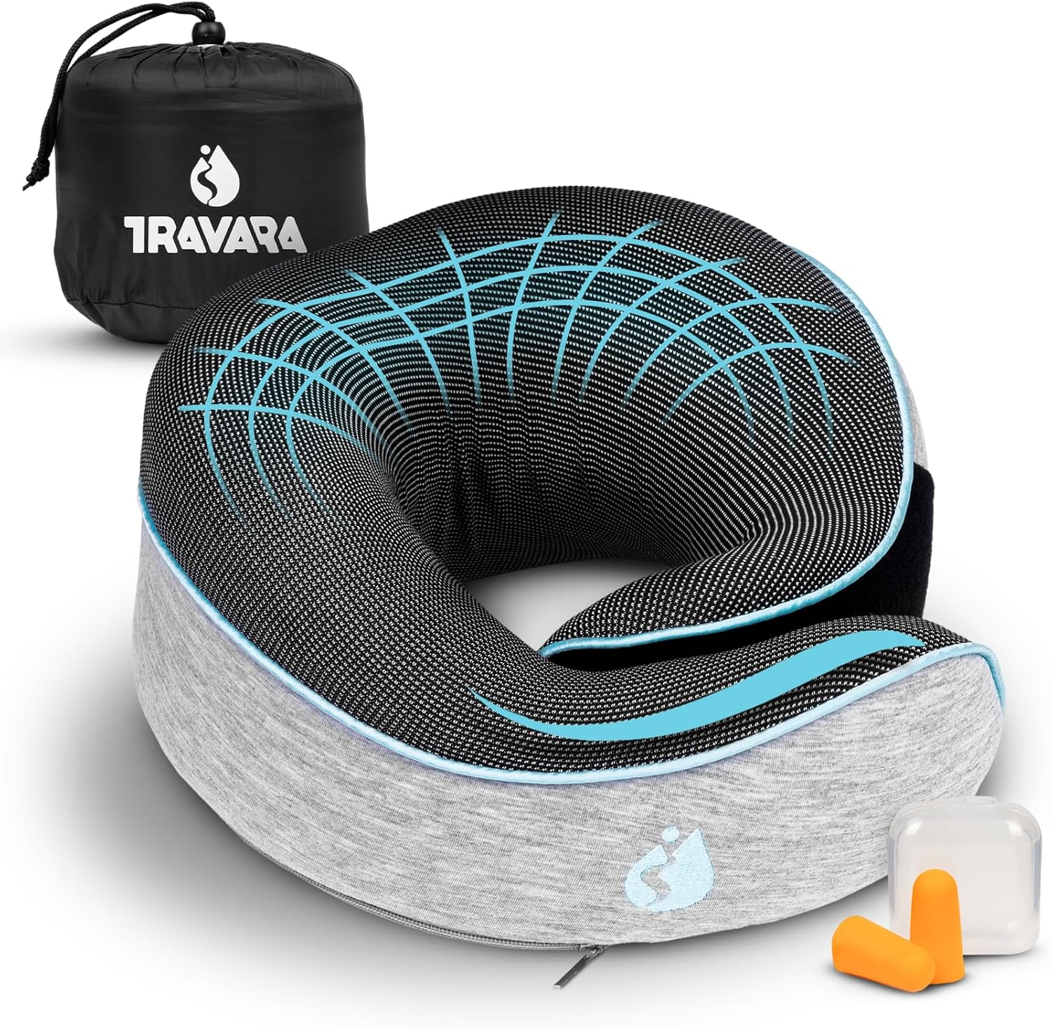 TRAVARA Memory Foam Neck Pillow for Airplanes