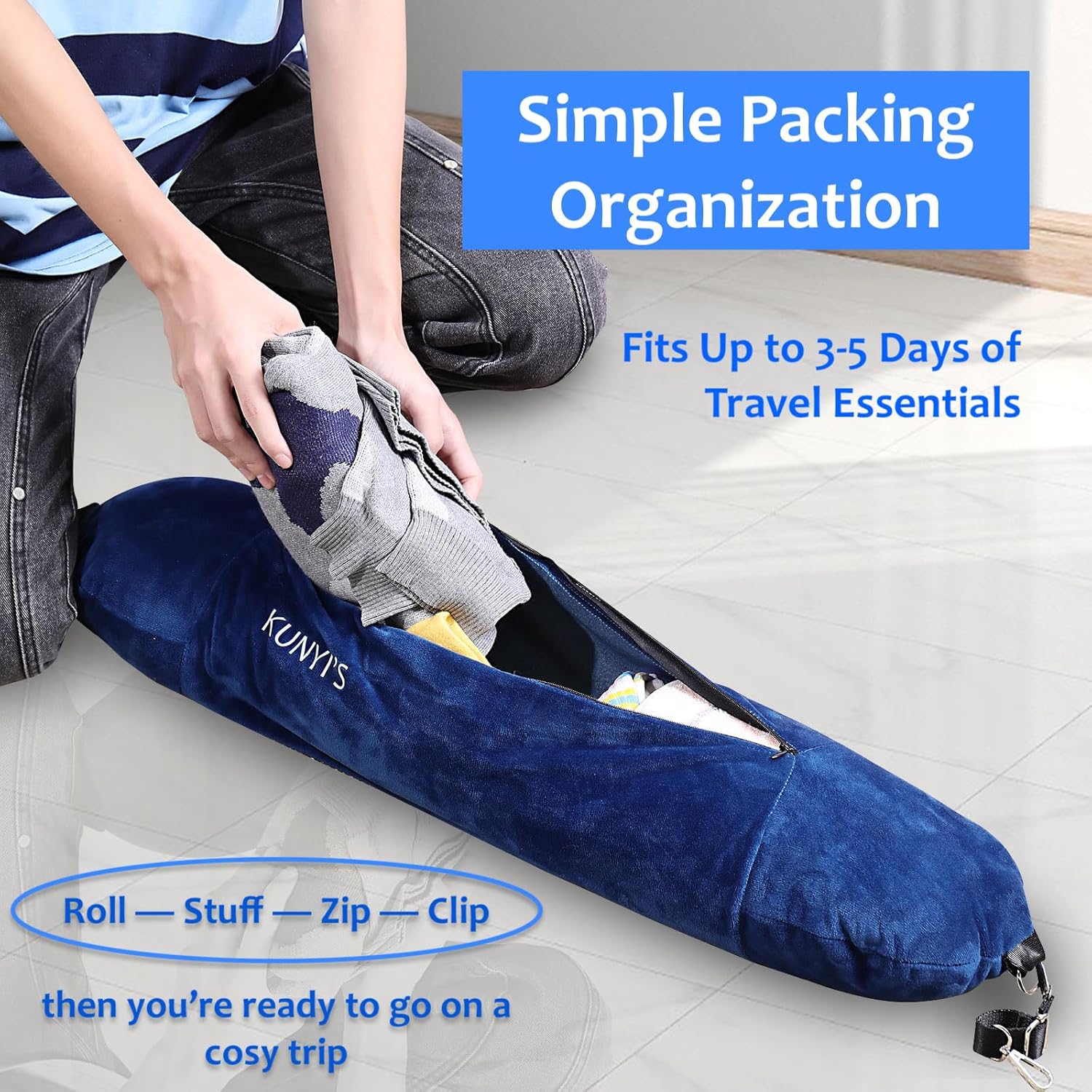 Kunyis Stuff-able Travel Pillow with Storage