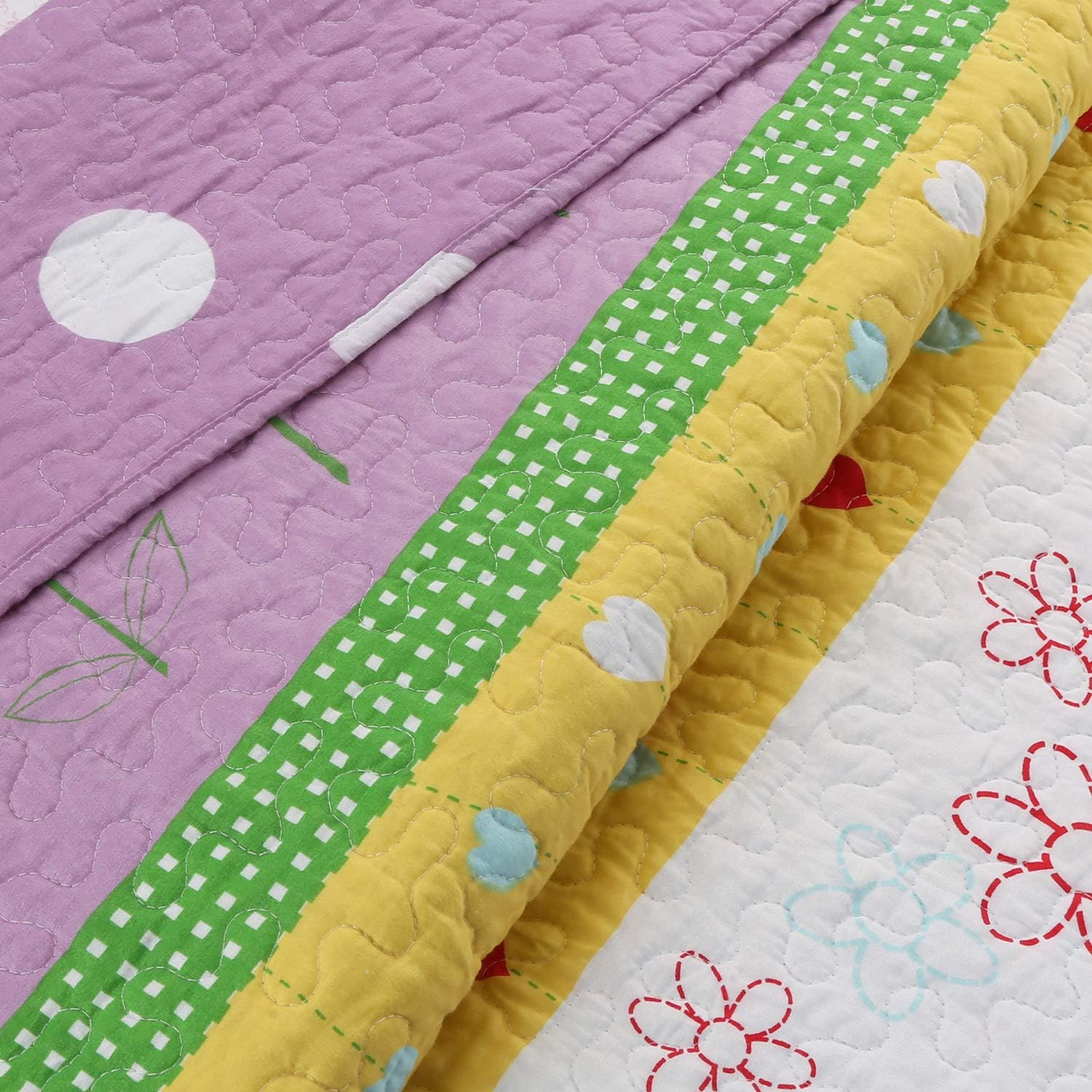 Cozy Line Home Fashions Floral Heart Print Reversible Quilt Set