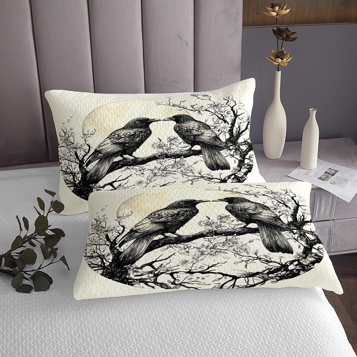Erosebridal Black Crow Bedspread Set for Kids