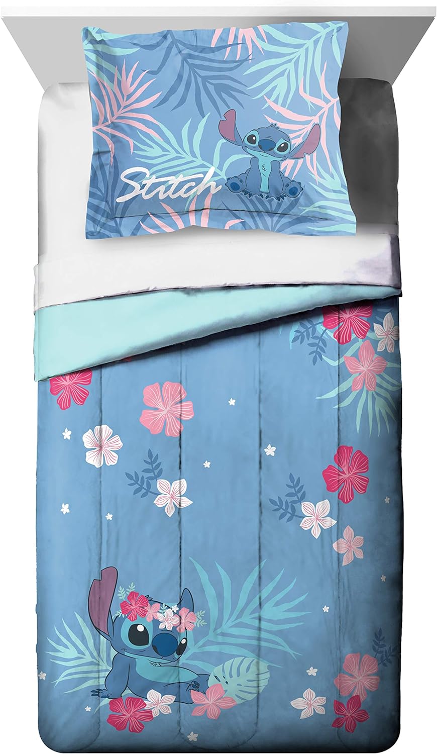 Jay Franco Disney Lilo Stitch Comforter Set - Reversible Microfiber