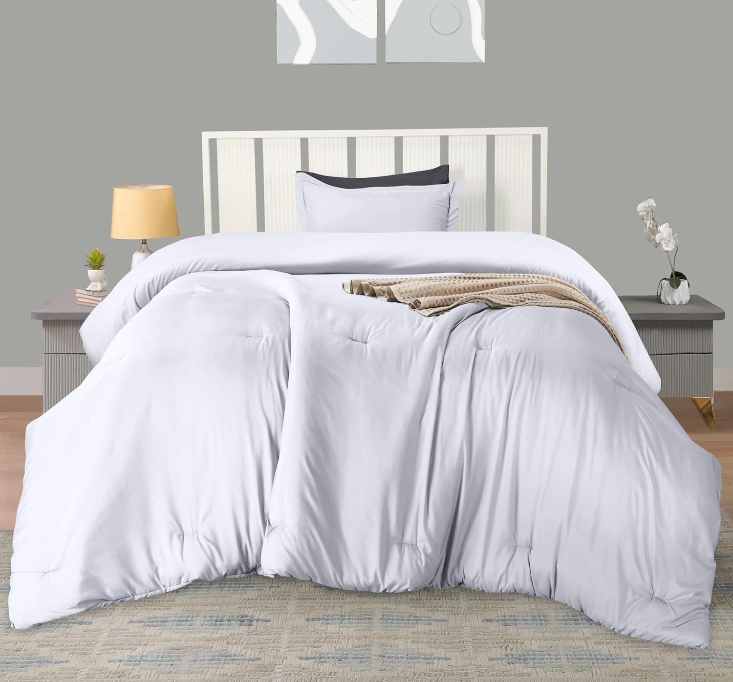 Utopia Bedding Twin Comforter Set White 2 Piece