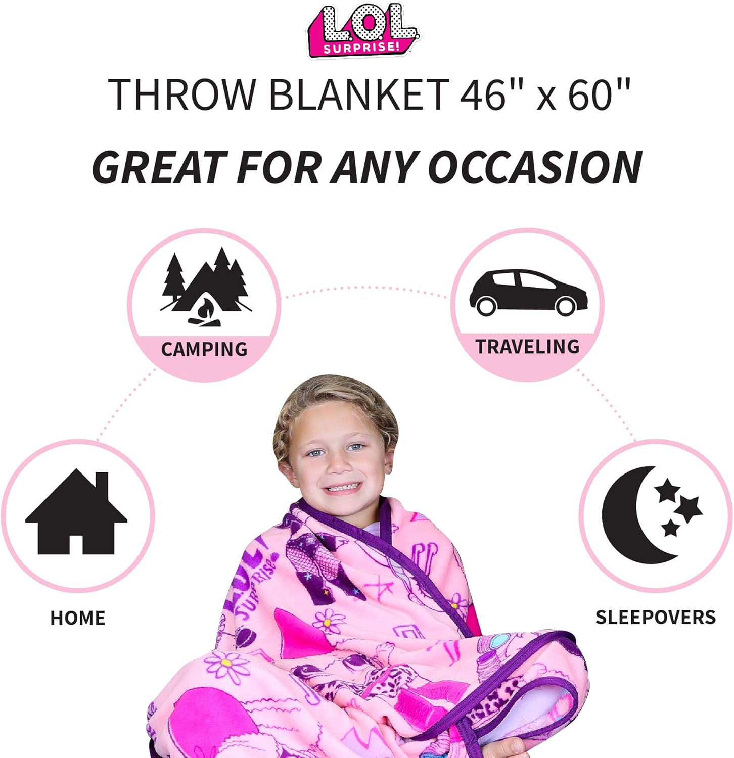 Franco Kids Bedding Plush Throw Blanket 46 x 60 LOL Surprise Design