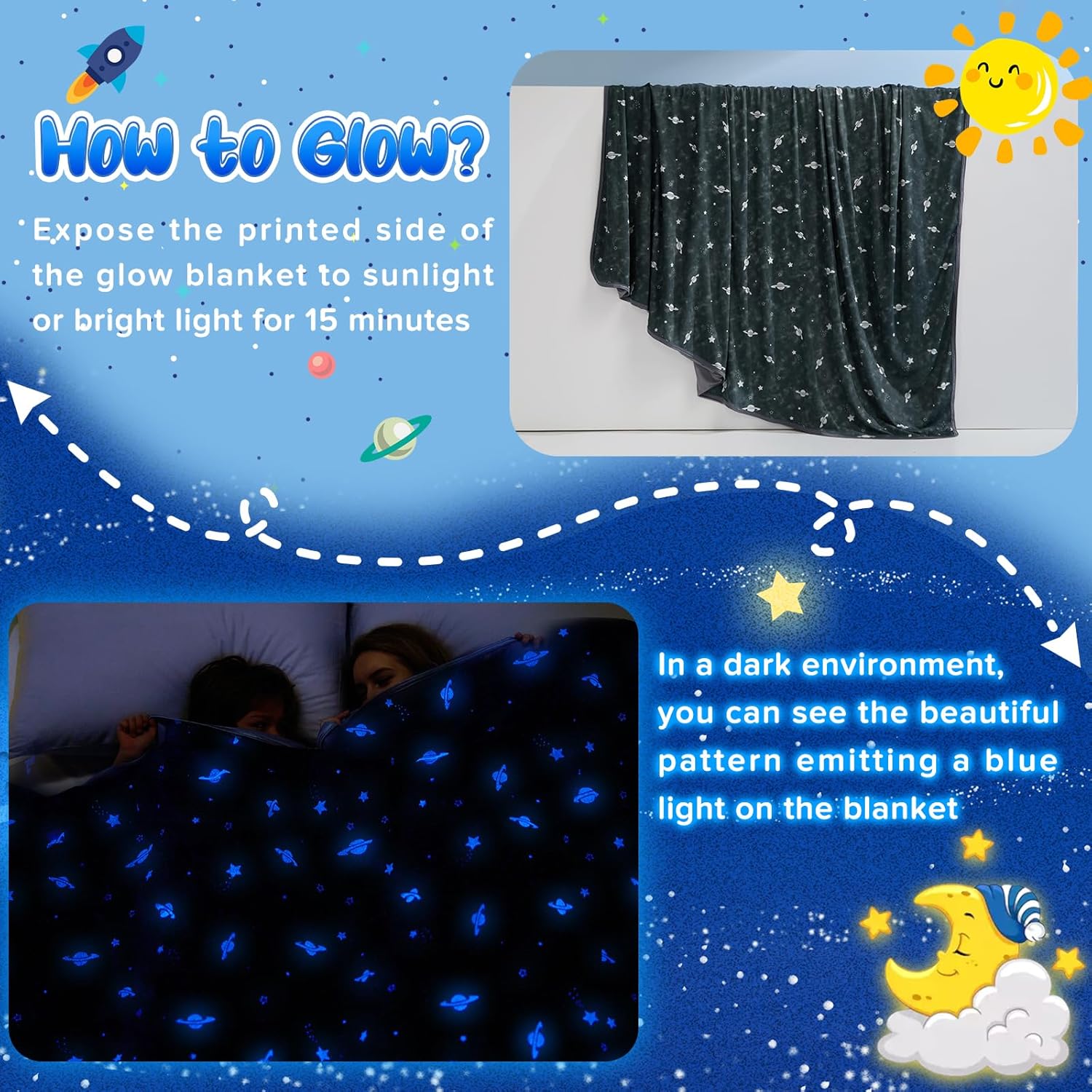 LUXEAR Cooling Blanket with Glow in the Dark Design