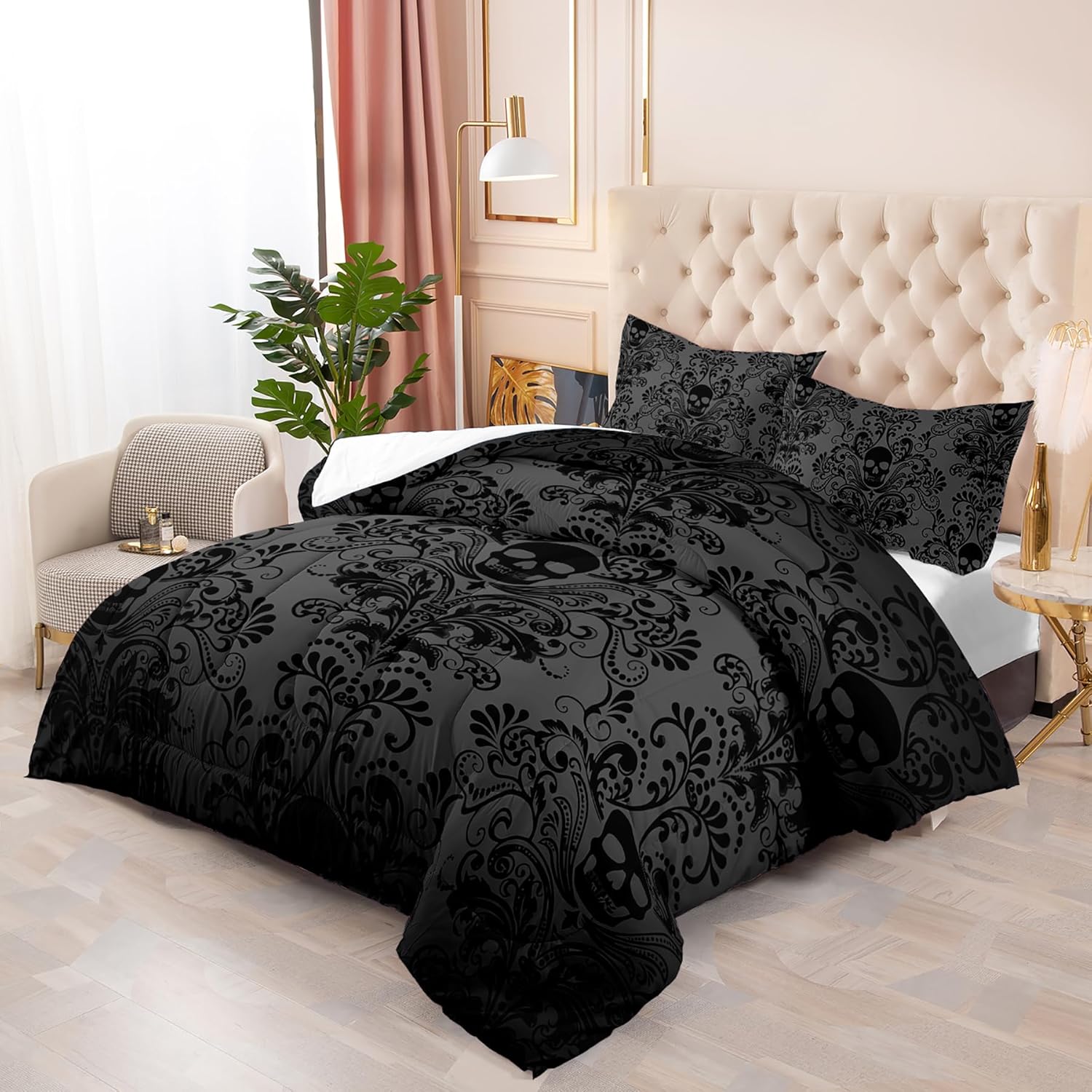 Skull Comforter Set Queen Size with 3D Printed Design