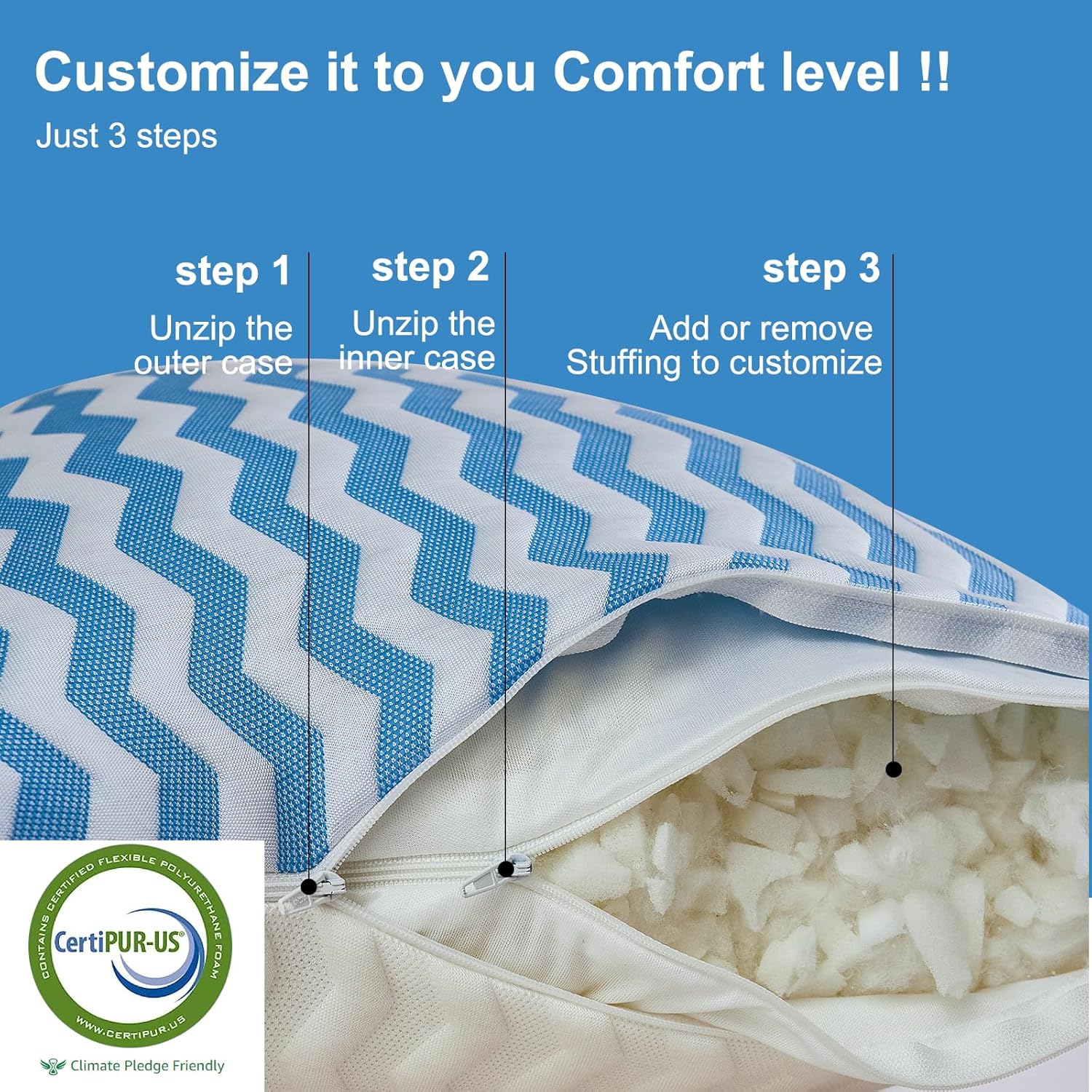 Suhedy Queen Size Adjustable Cooling Pillow