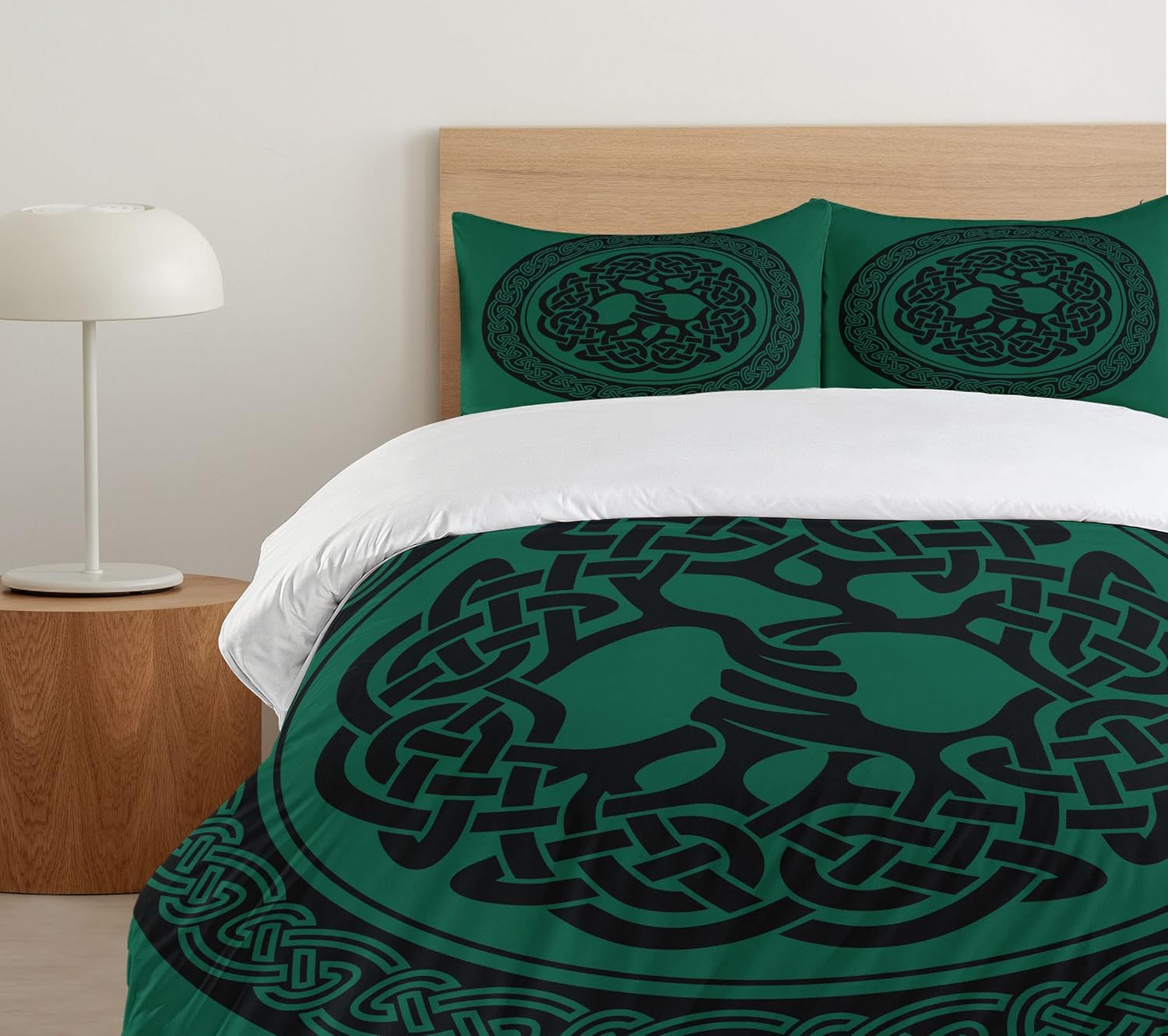 Ambesonne Celtic Duvet Cover Set Forest Green Black
