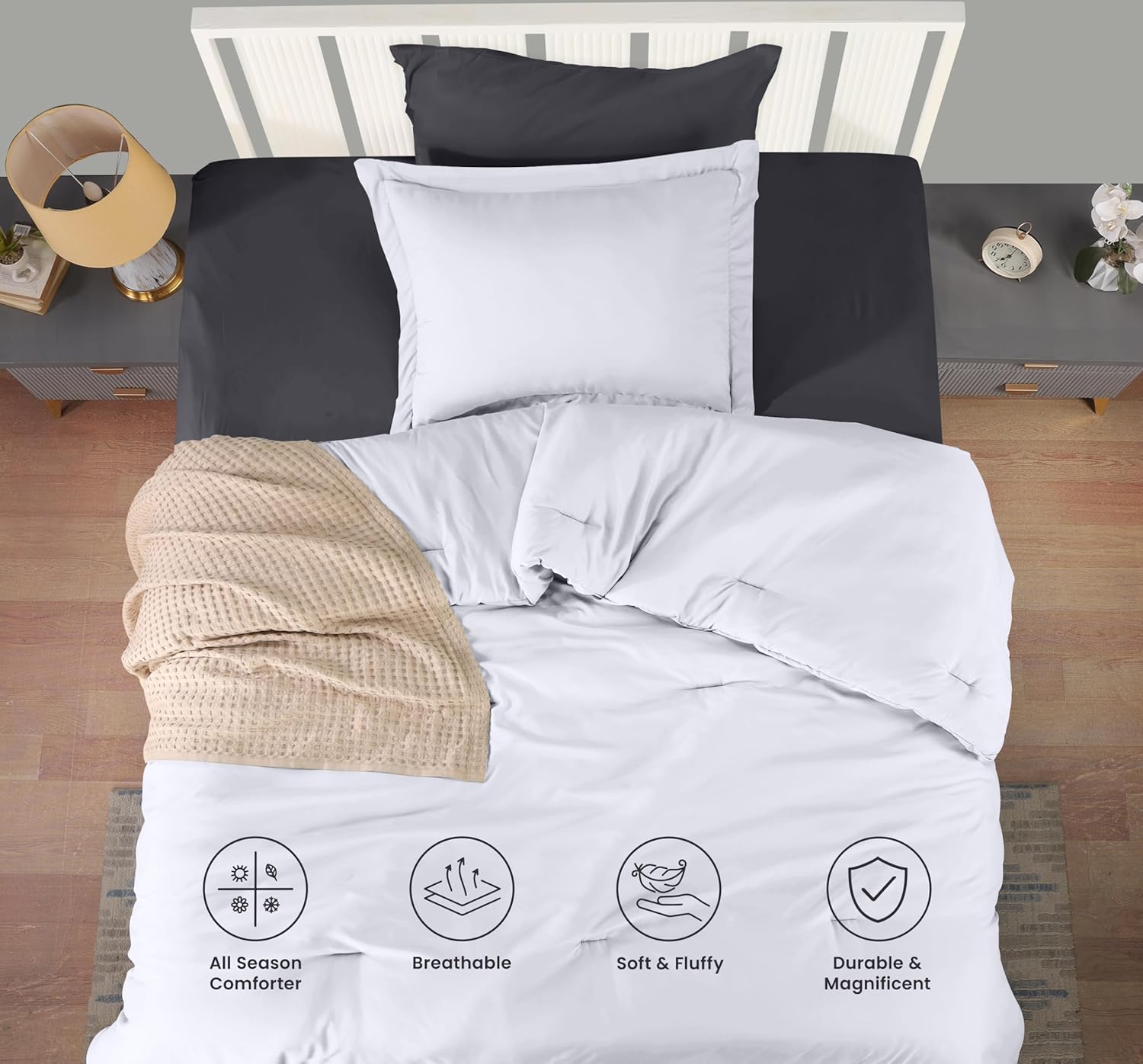 Utopia Bedding Twin Comforter Set White 2 Piece