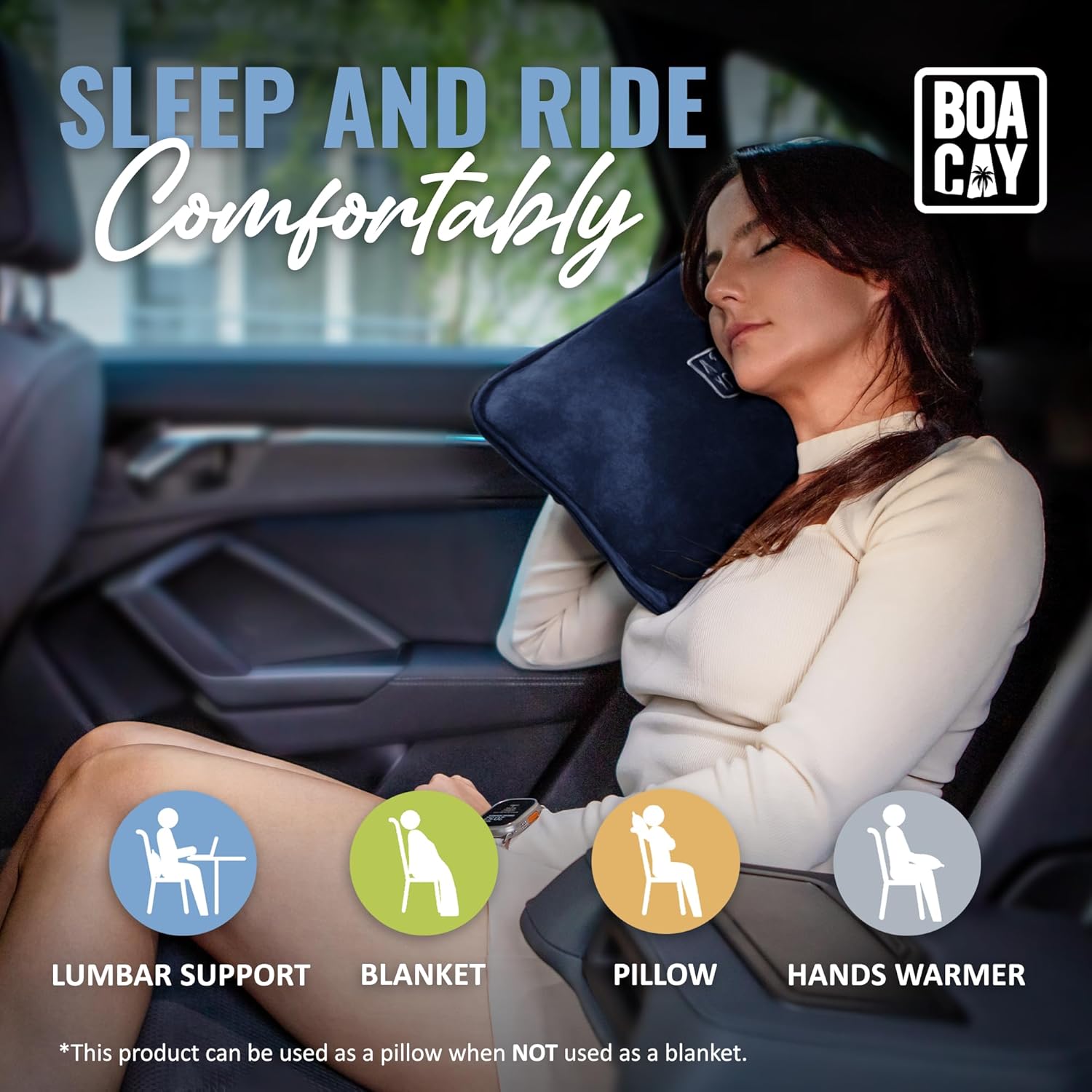 BOACAY Soft Warm Travel Blanket with Pillow and Luggage Sleeve