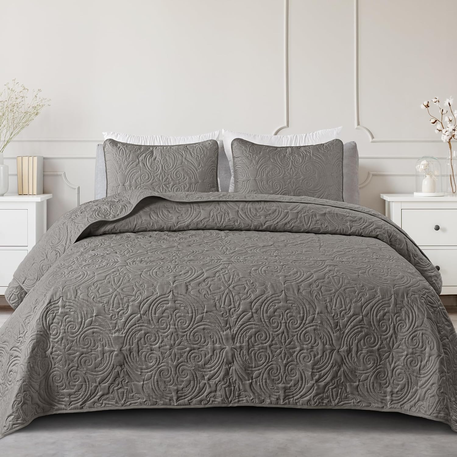 Exclusivo Mezcla Quilt Set Full Queen Size Grey
