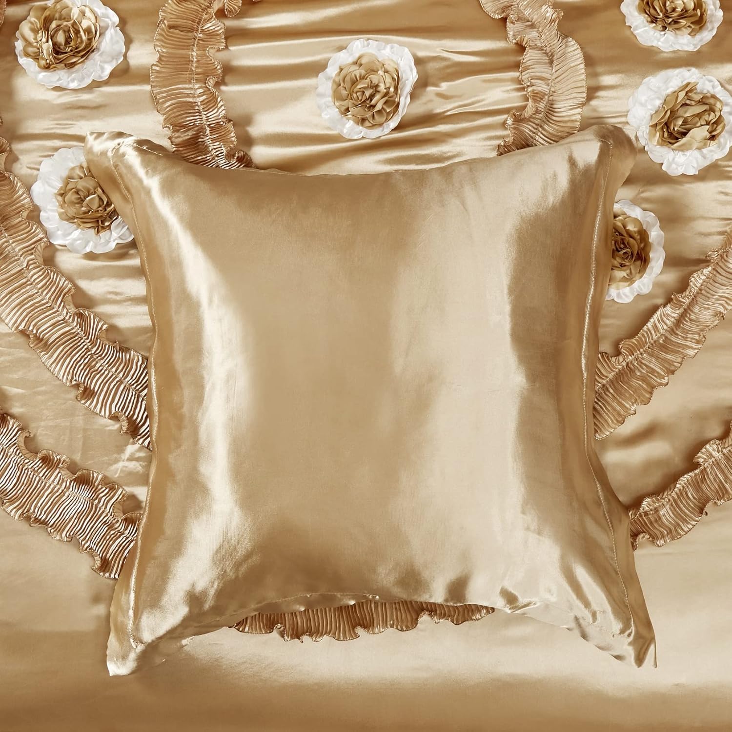 Tache Satin Gold Caramel Euro Pillow Sham 26x26