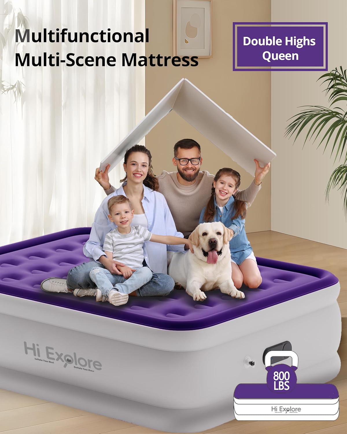 Hi Explore Air Mattress Queen with Built in Pump