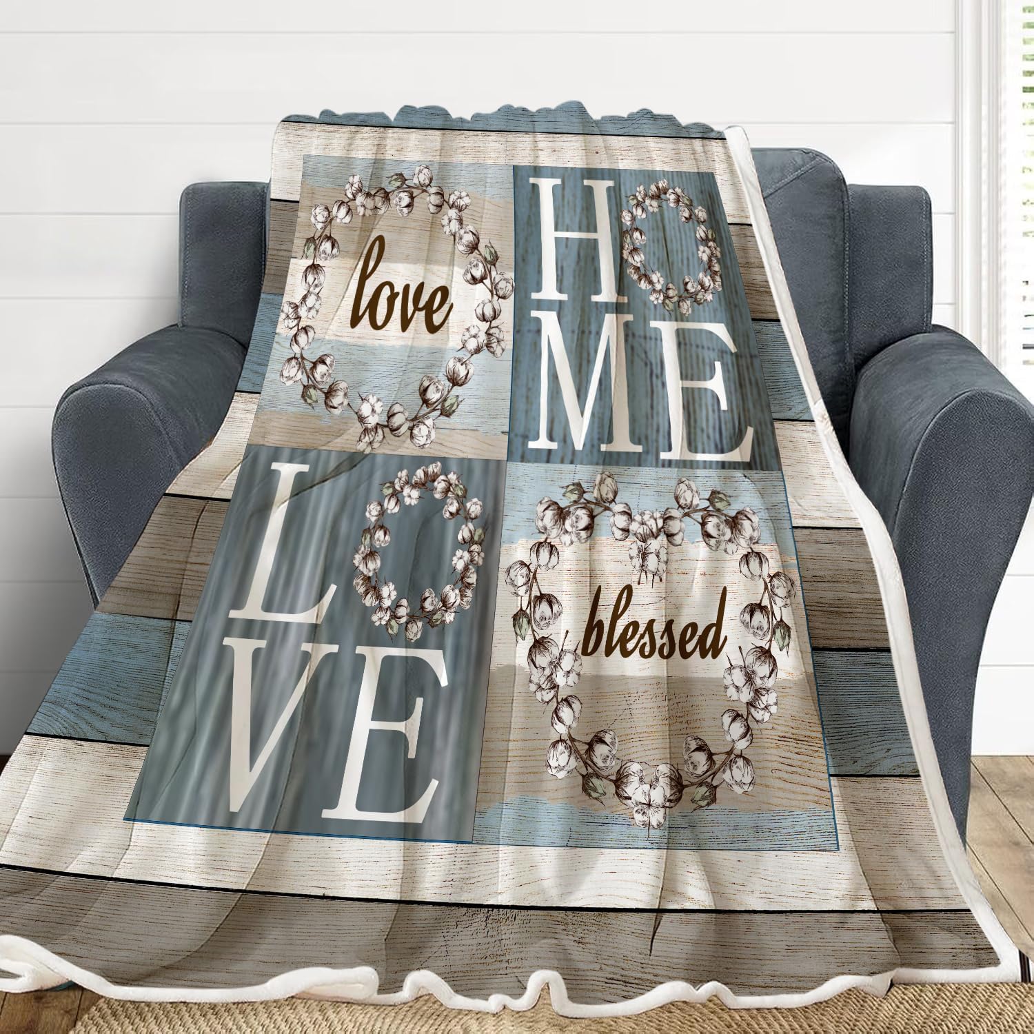Rustic Floral Sweet Love Throw Blanket 50x60 Inches