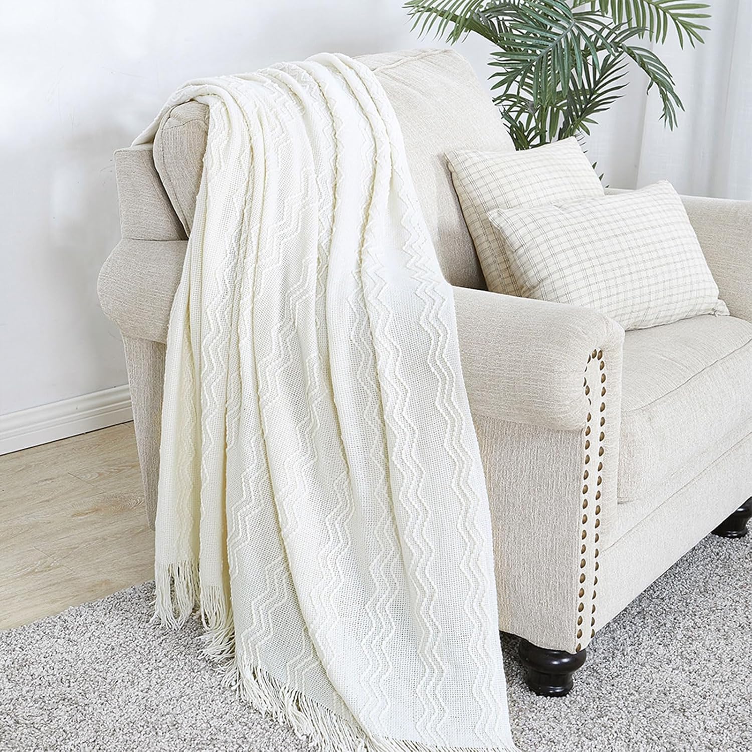 BOURINA Off White Throw Blanket 50 x 90 Inches