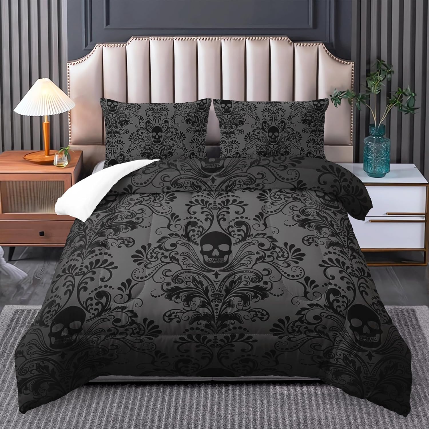 Skull Comforter Set Queen Size with 3D Printed Design