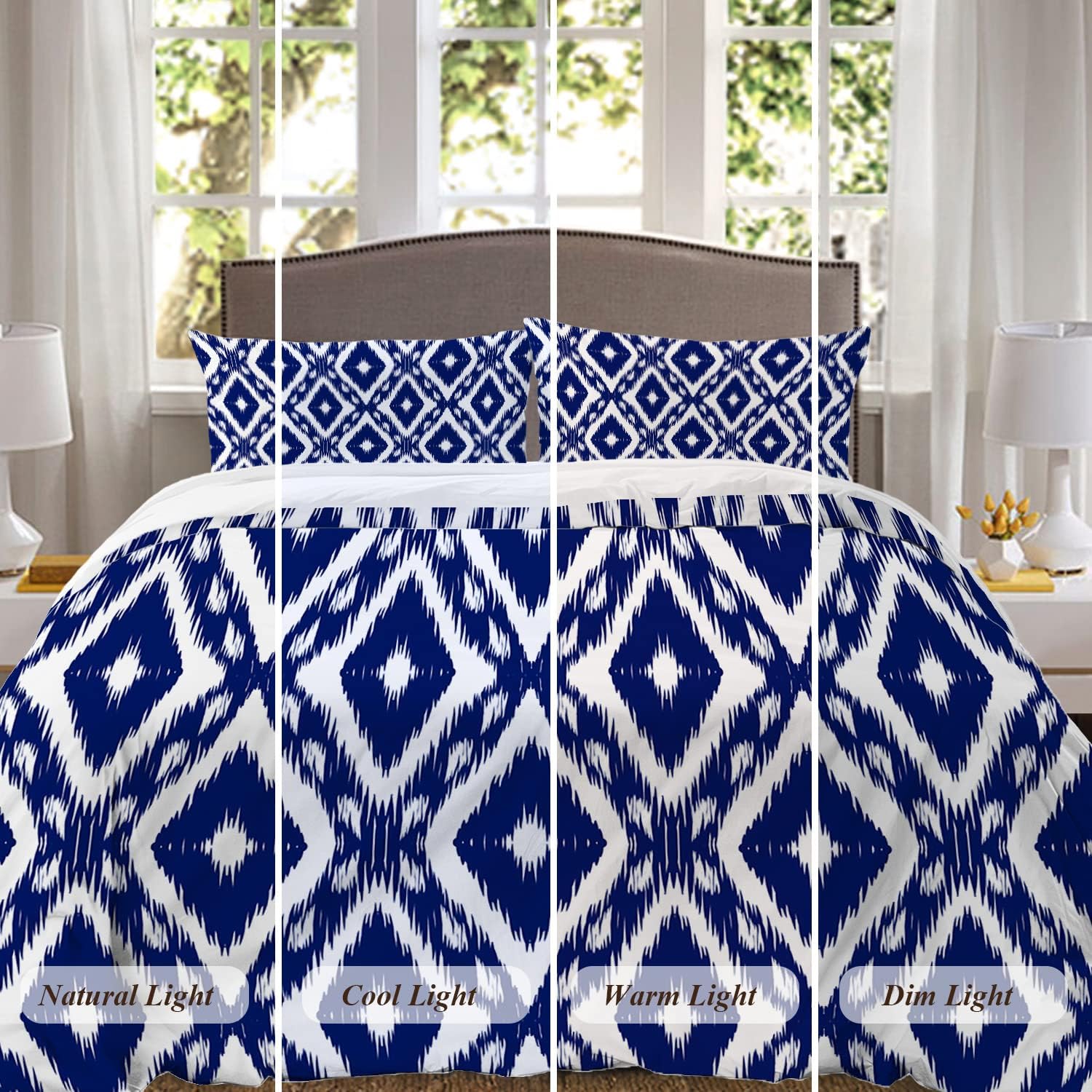 Shrahala Abstract Ikat Ogee Duvet Cover Set Twin Size 3 Pieces