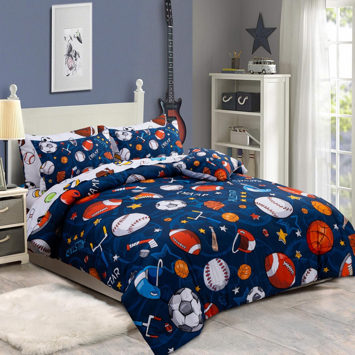 A Nice Night 6Pcs Twin Bed in a Bag Comforter Set