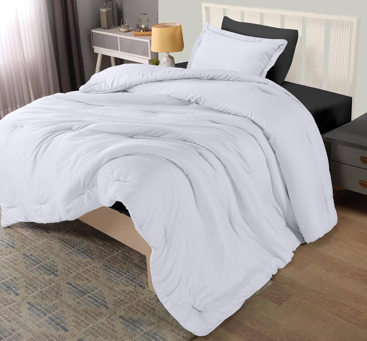 Utopia Bedding Twin Comforter Set White 2 Piece