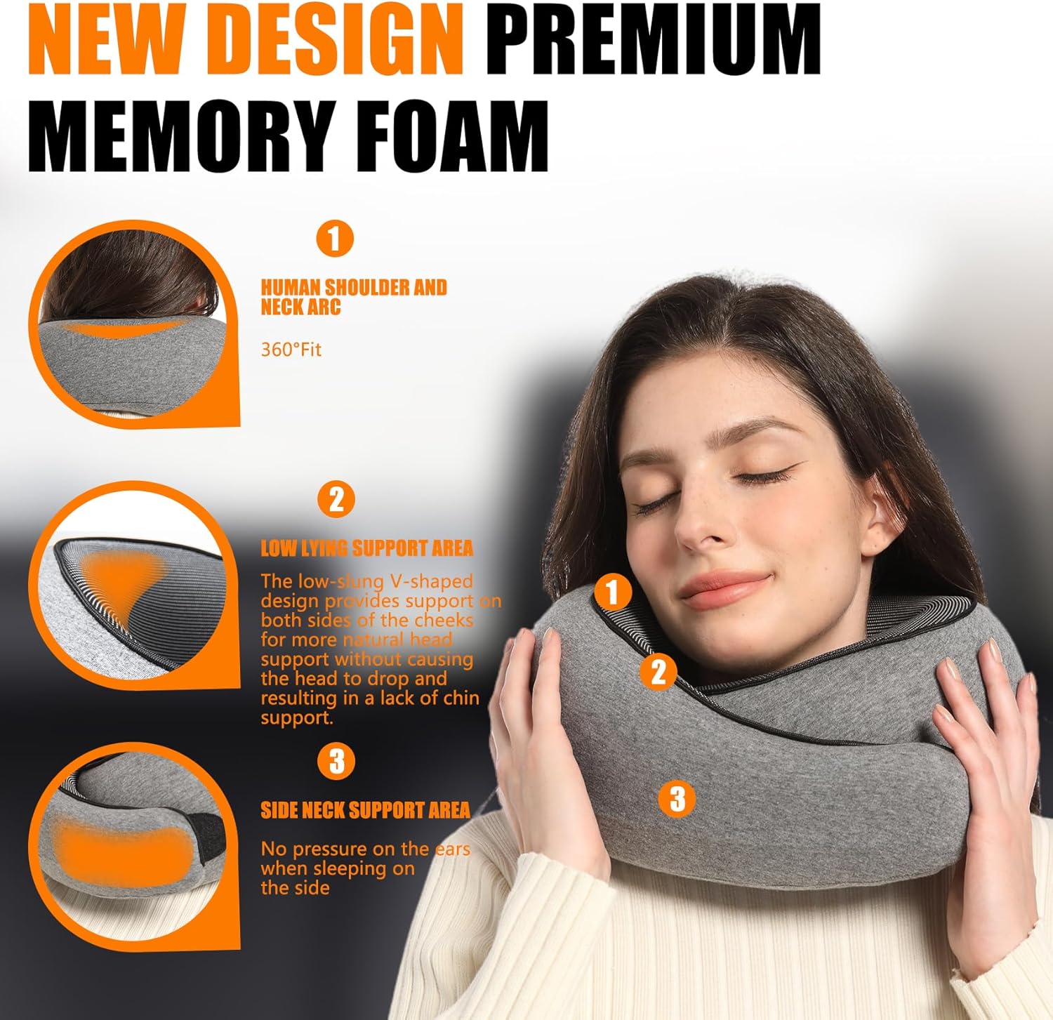 Almalls Memory Foam Travel Neck Pillow 360 Degree Support