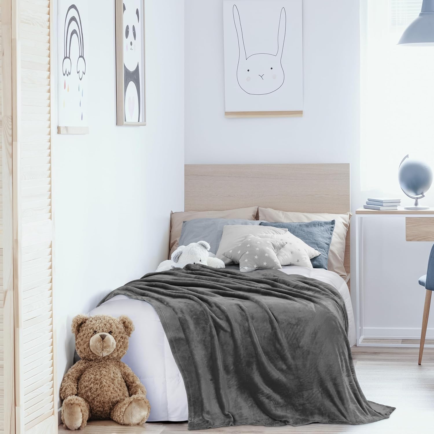 Utopia Bedding Fleece Blanket Twin Grey 300GSM 1