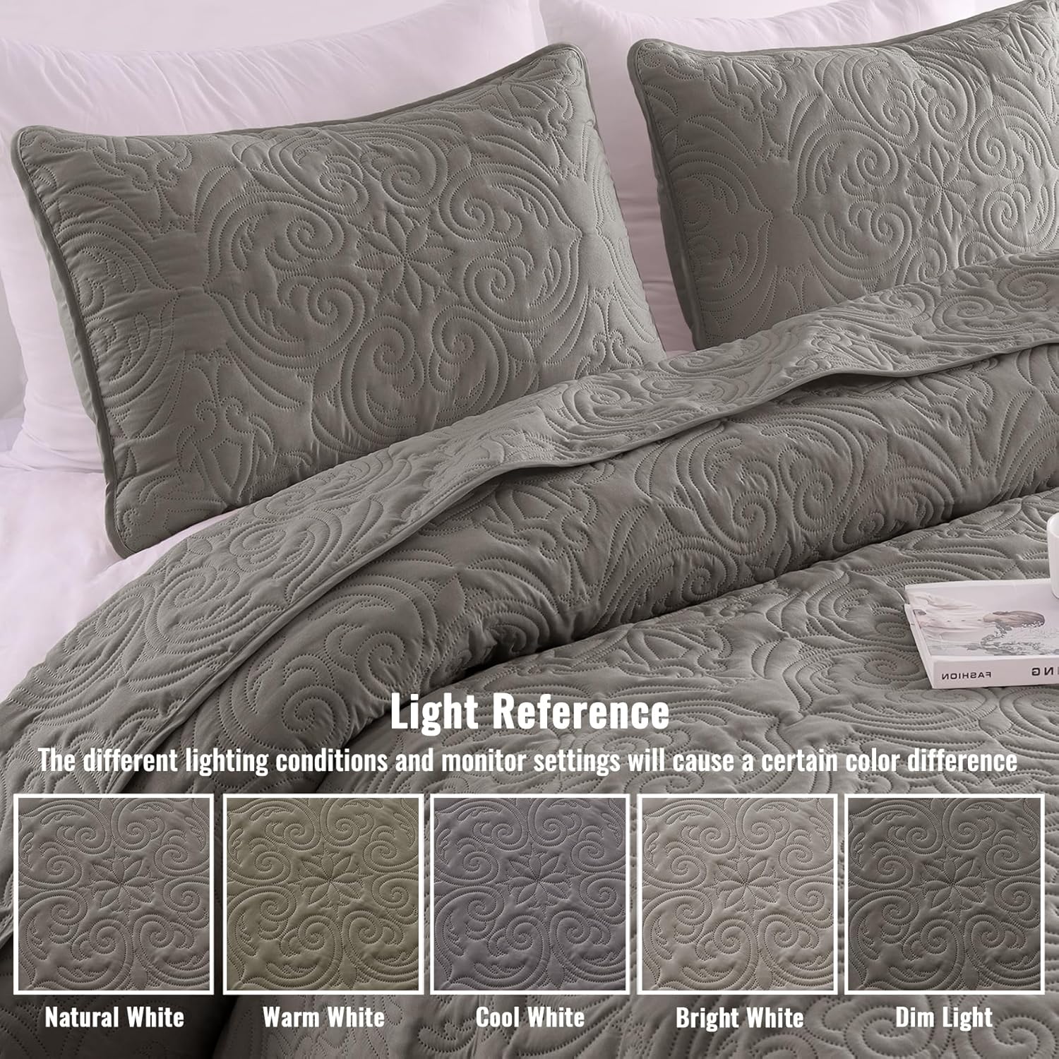Exclusivo Mezcla Quilt Set Full Queen Size Grey