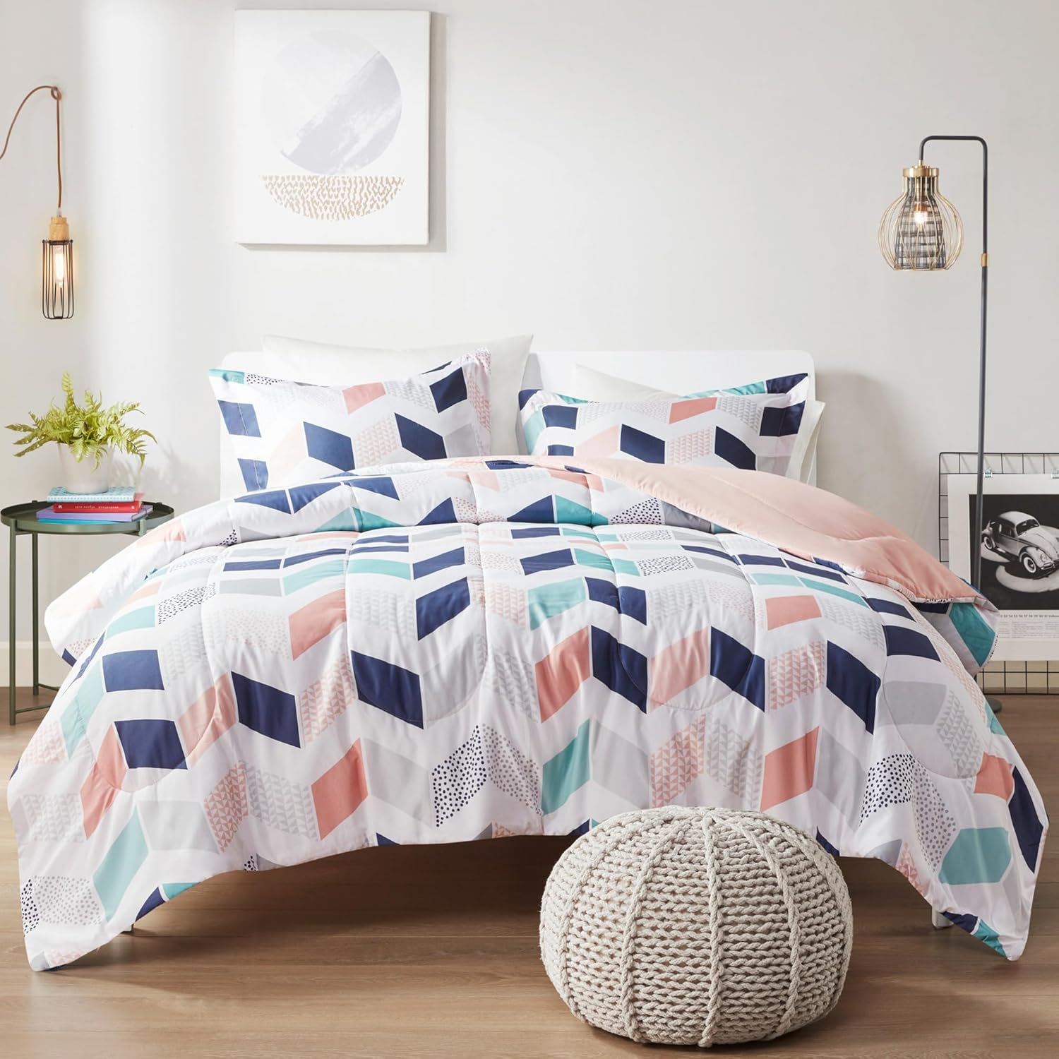 Comfort Spaces Kylar Cozy Comforter Set with Blush Ruching