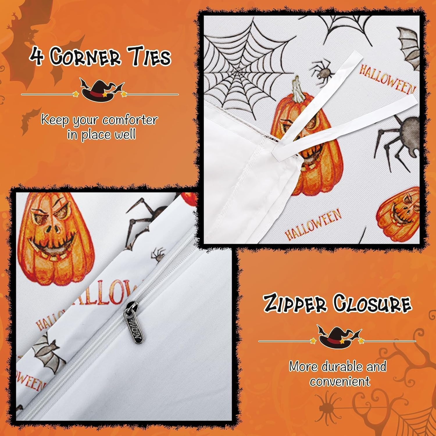 DJY Halloween Duvet Cover Set Queen Size 90x90