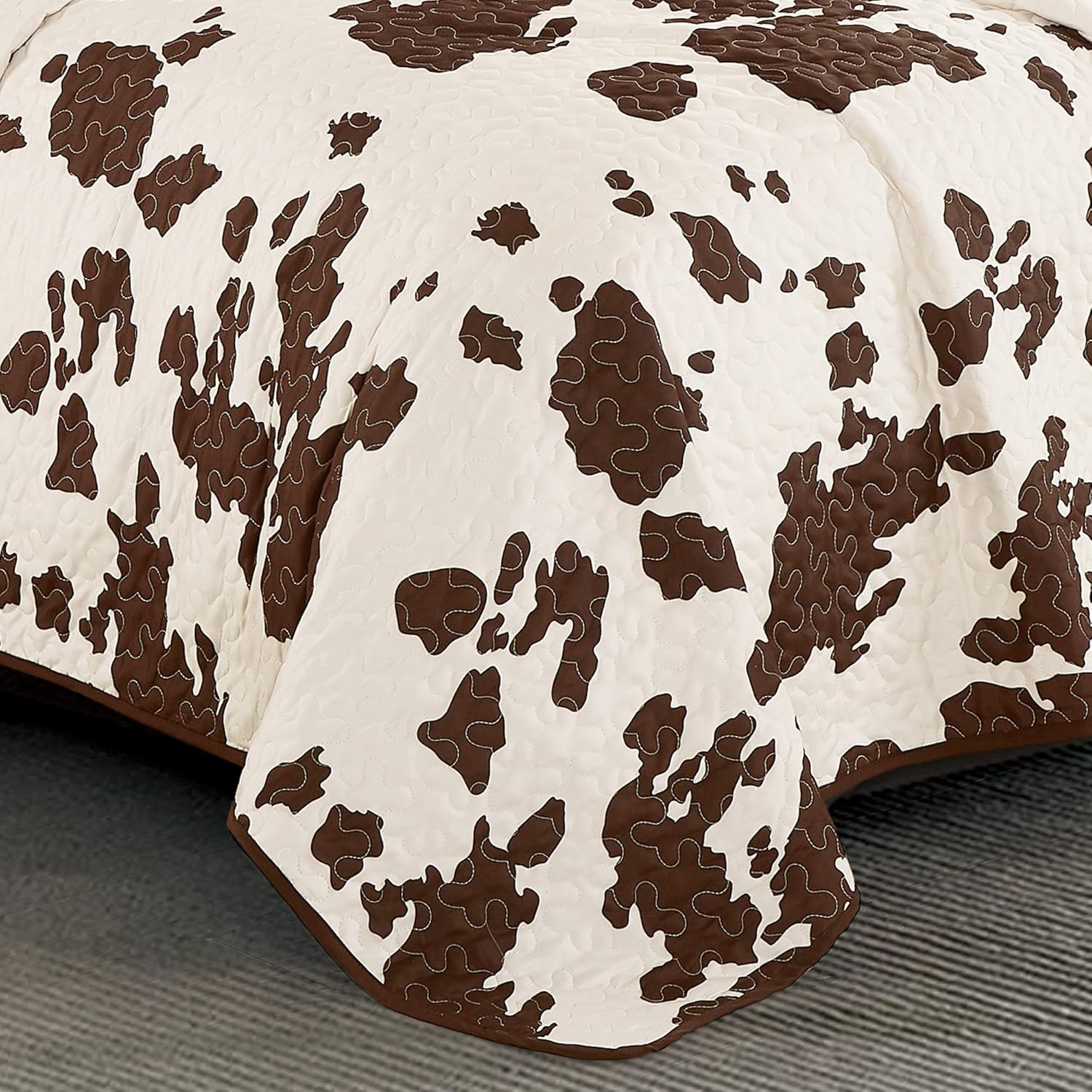 Linen Mart Southwestern Rustic Cowhide Quilt Set - Queen 3 Piece