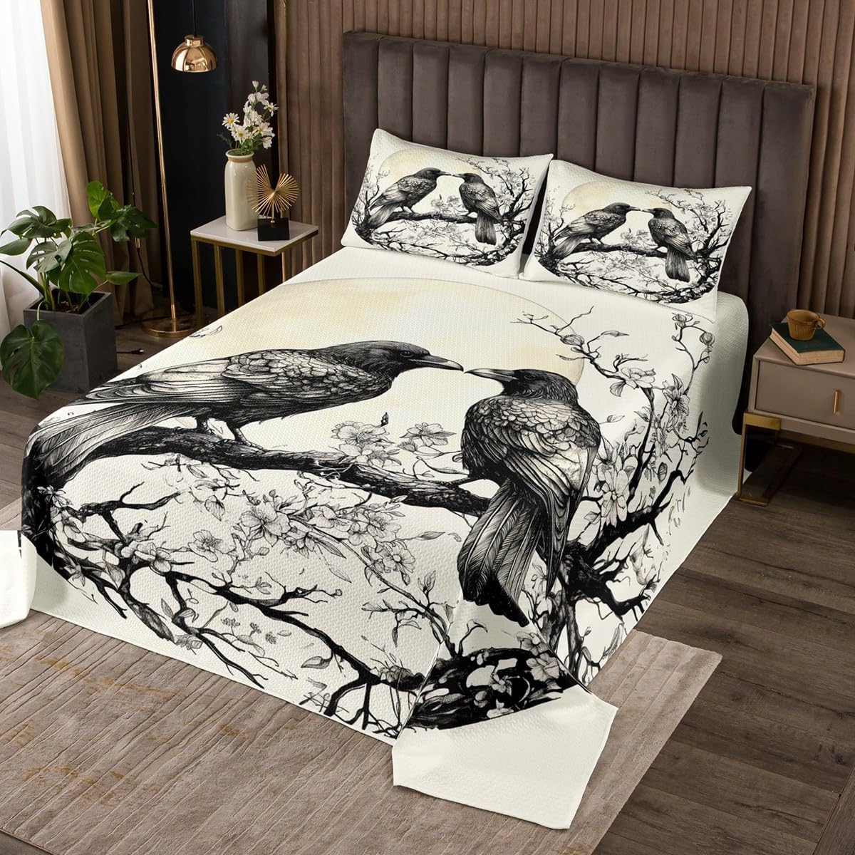 Erosebridal Black Crow Bedspread Set for Kids
